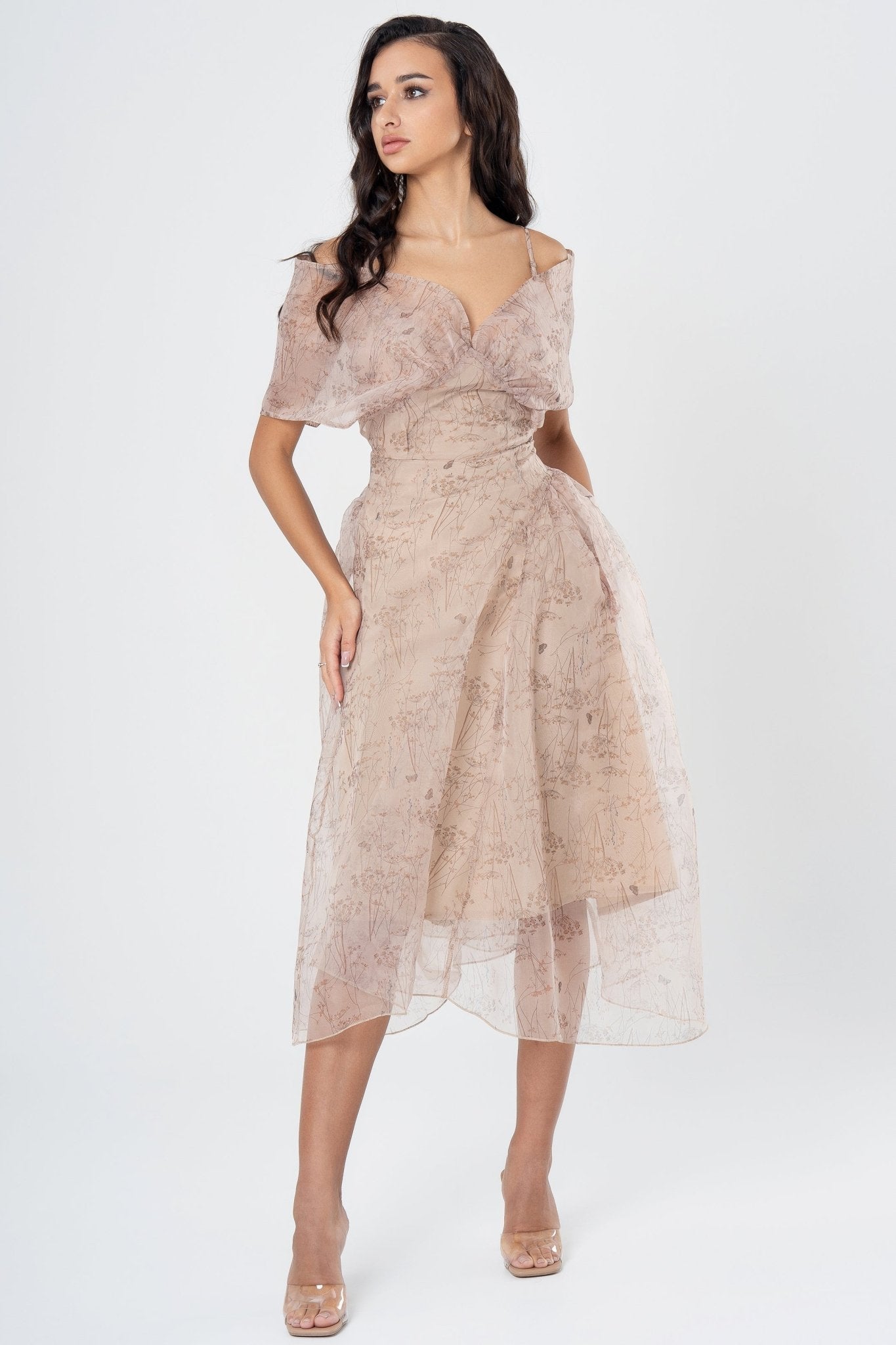 SATIN WRAP MIDI DRESS FOR EVENING PARTIES