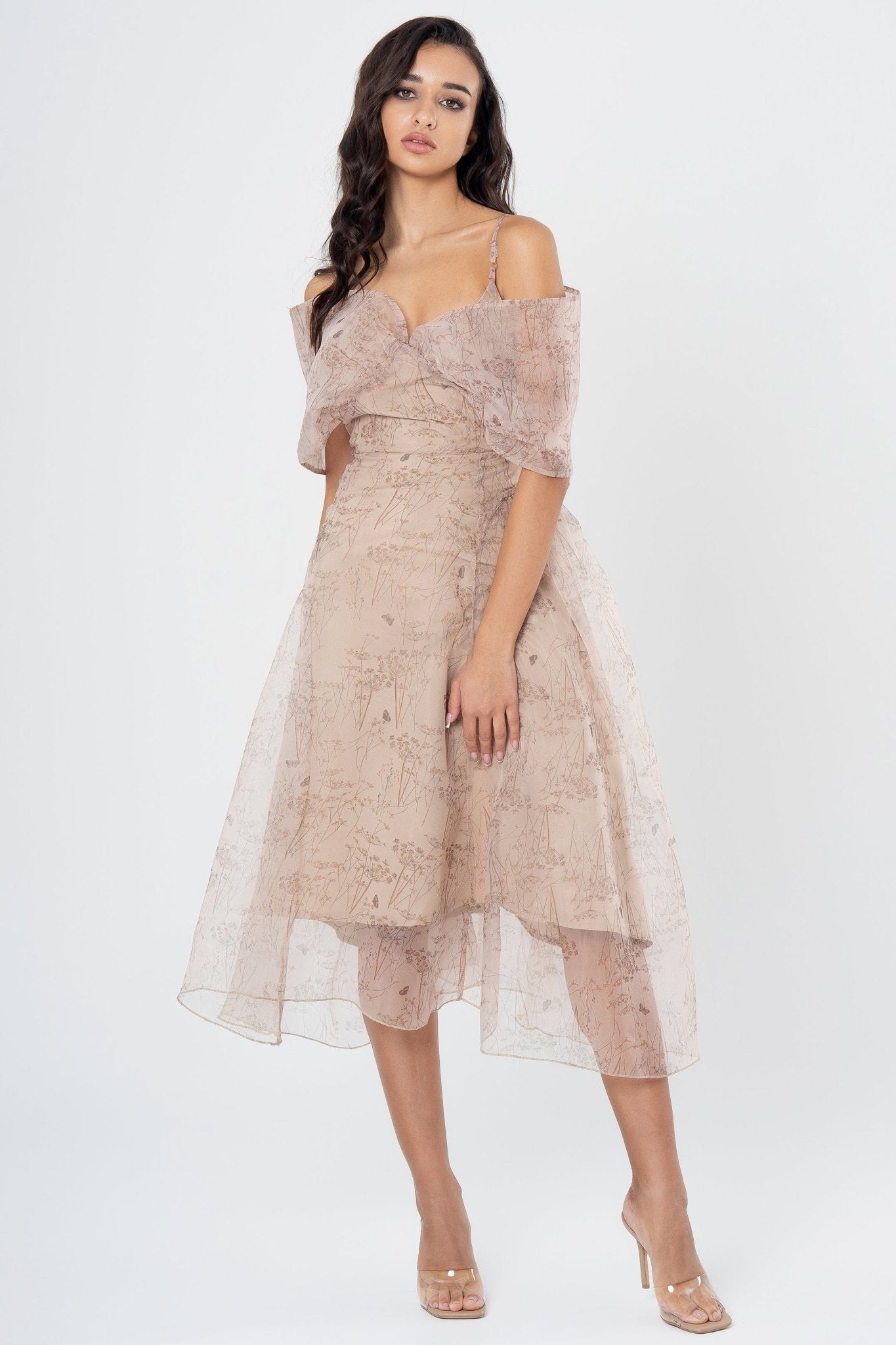 SATIN WRAP MIDI DRESS FOR EVENING PARTIES