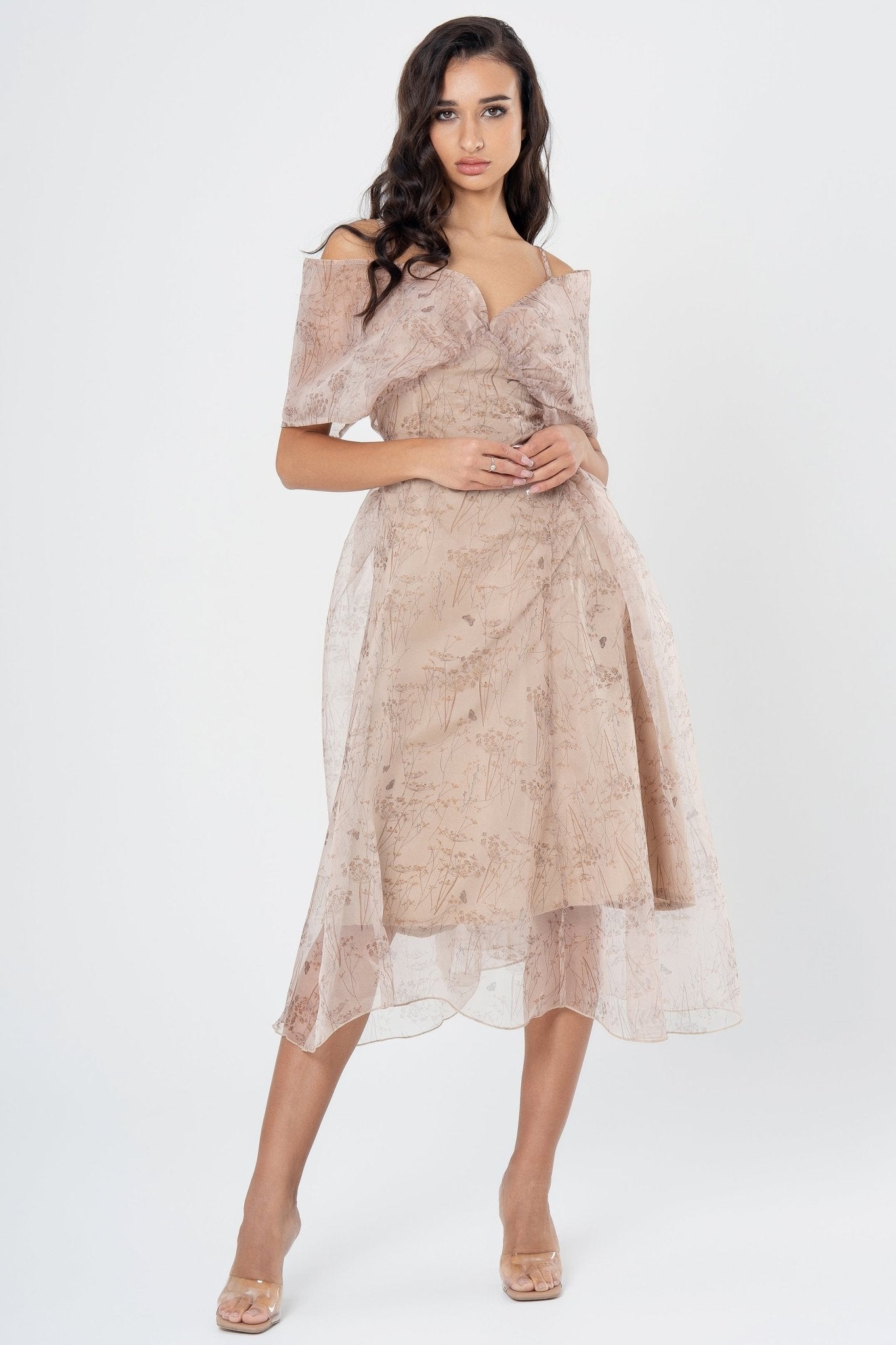 SATIN WRAP MIDI DRESS FOR EVENING PARTIES