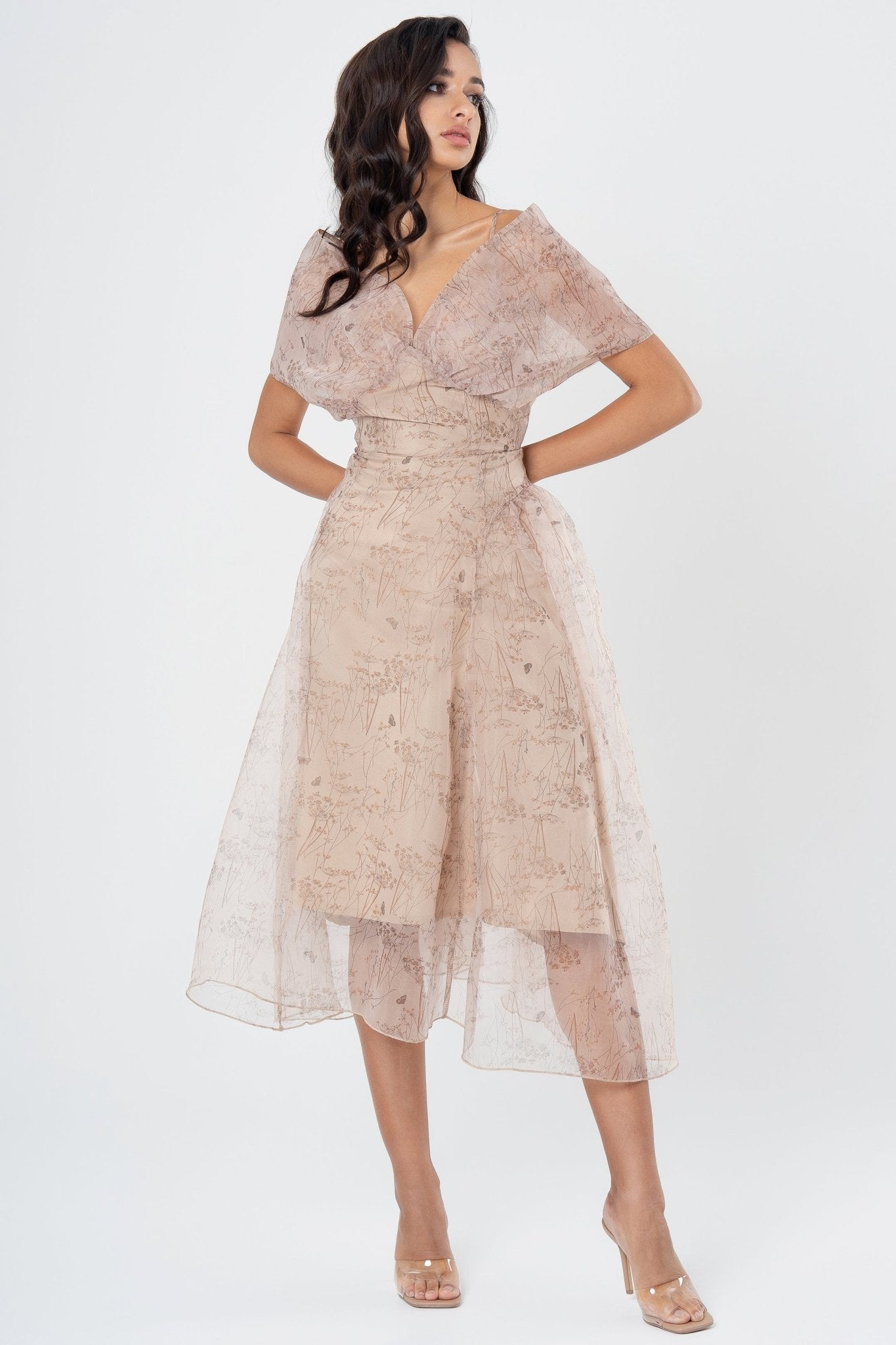 SATIN WRAP MIDI DRESS FOR EVENING PARTIES