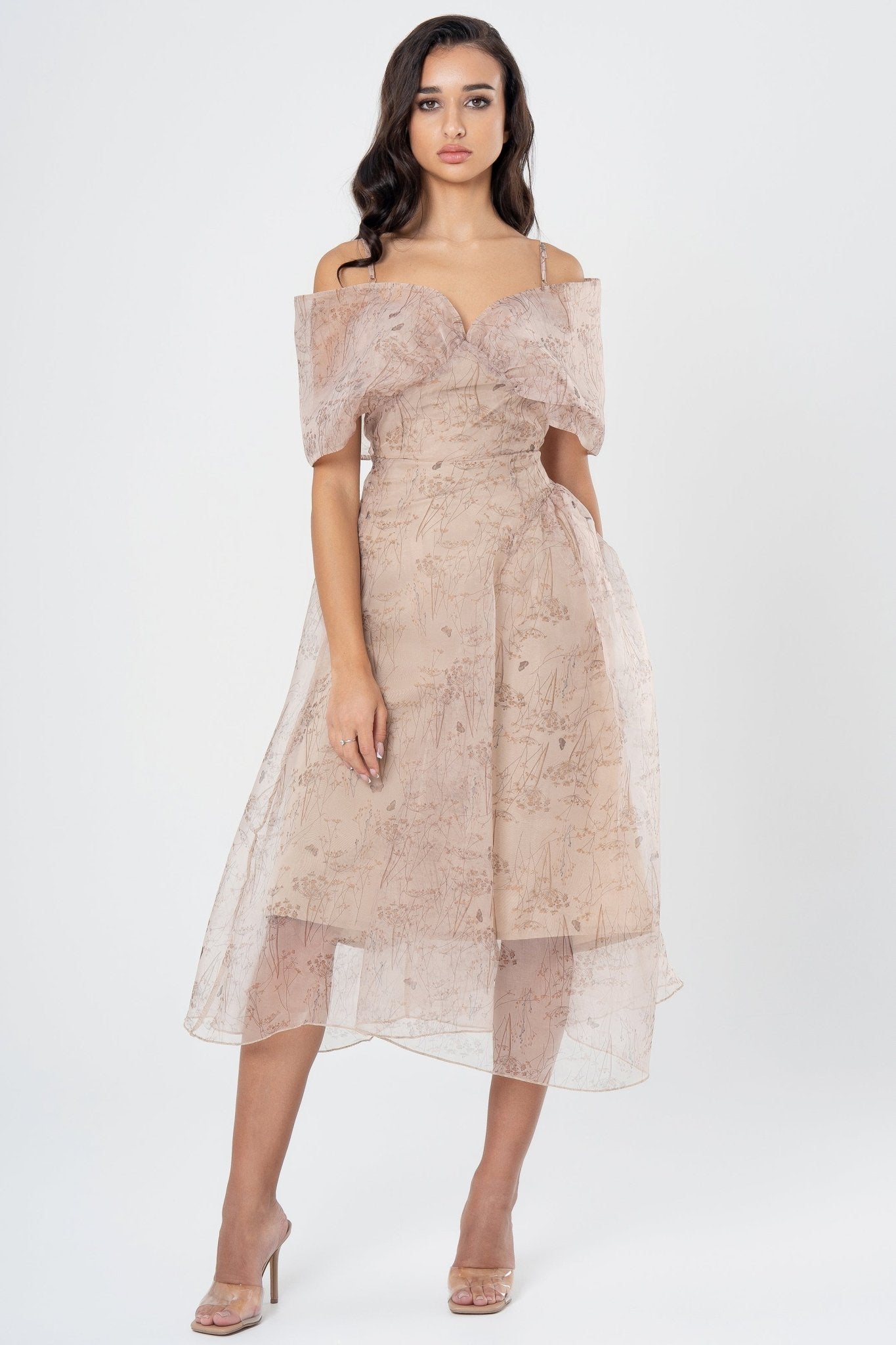 SATIN WRAP MIDI DRESS FOR EVENING PARTIES