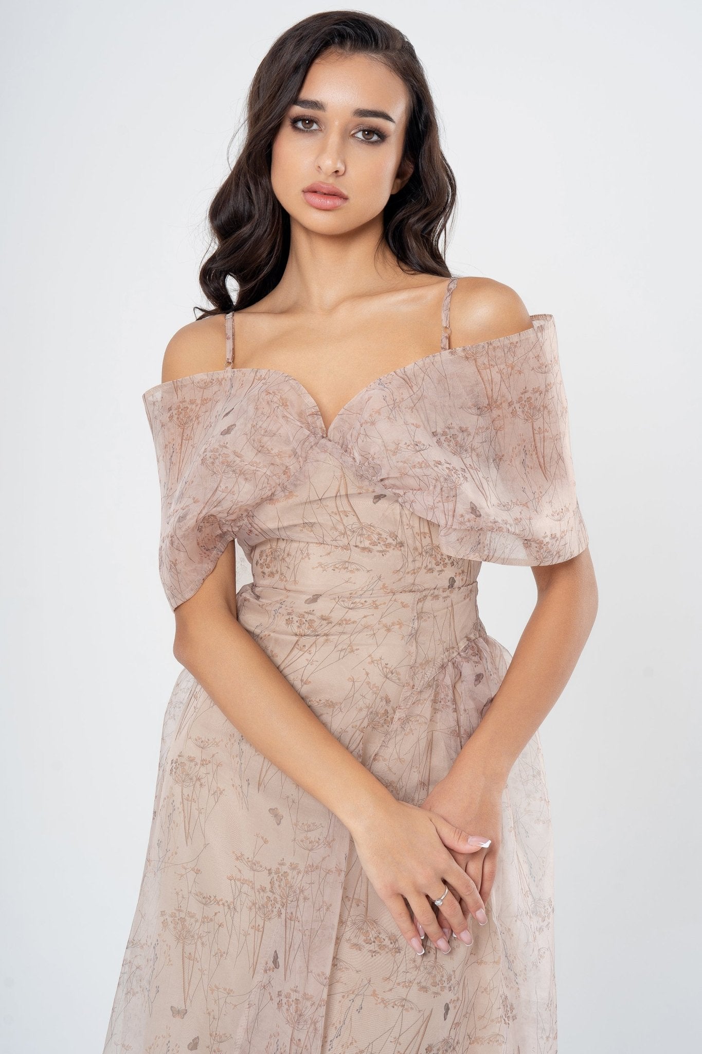 SATIN WRAP MIDI DRESS FOR EVENING PARTIES