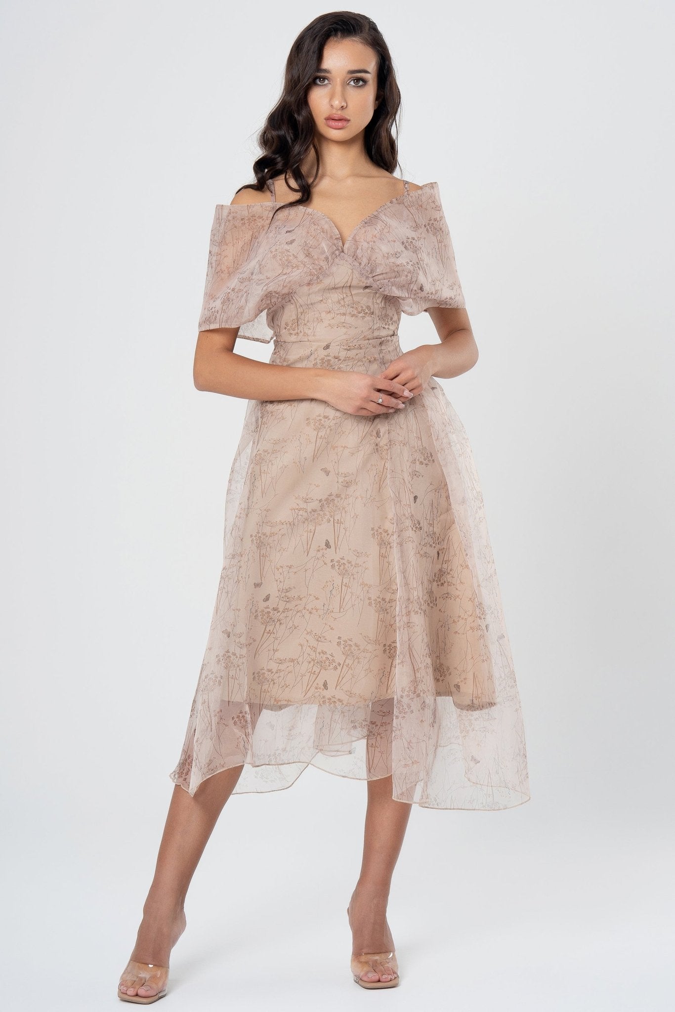 SATIN WRAP MIDI DRESS FOR EVENING PARTIES