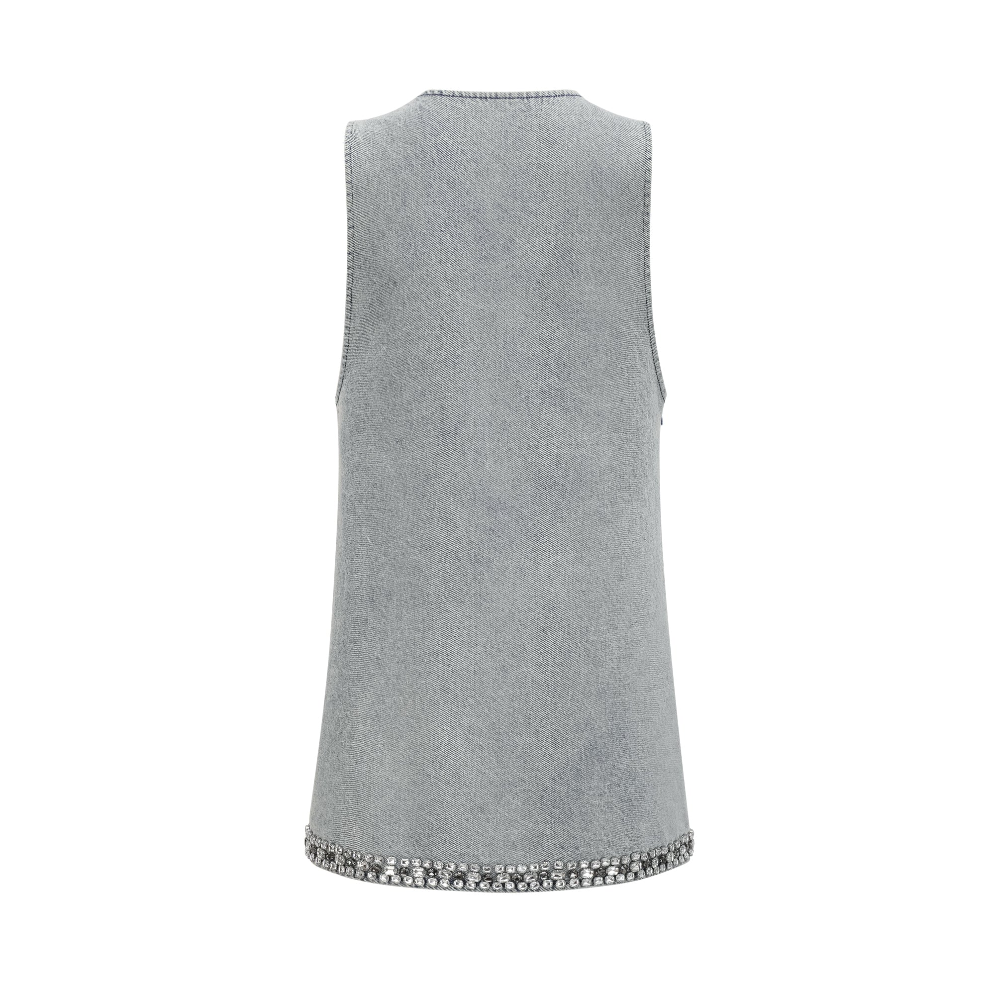 DAPHNE BLUE CRYSTAL SLEEVELESS DENIM MINI DRESS