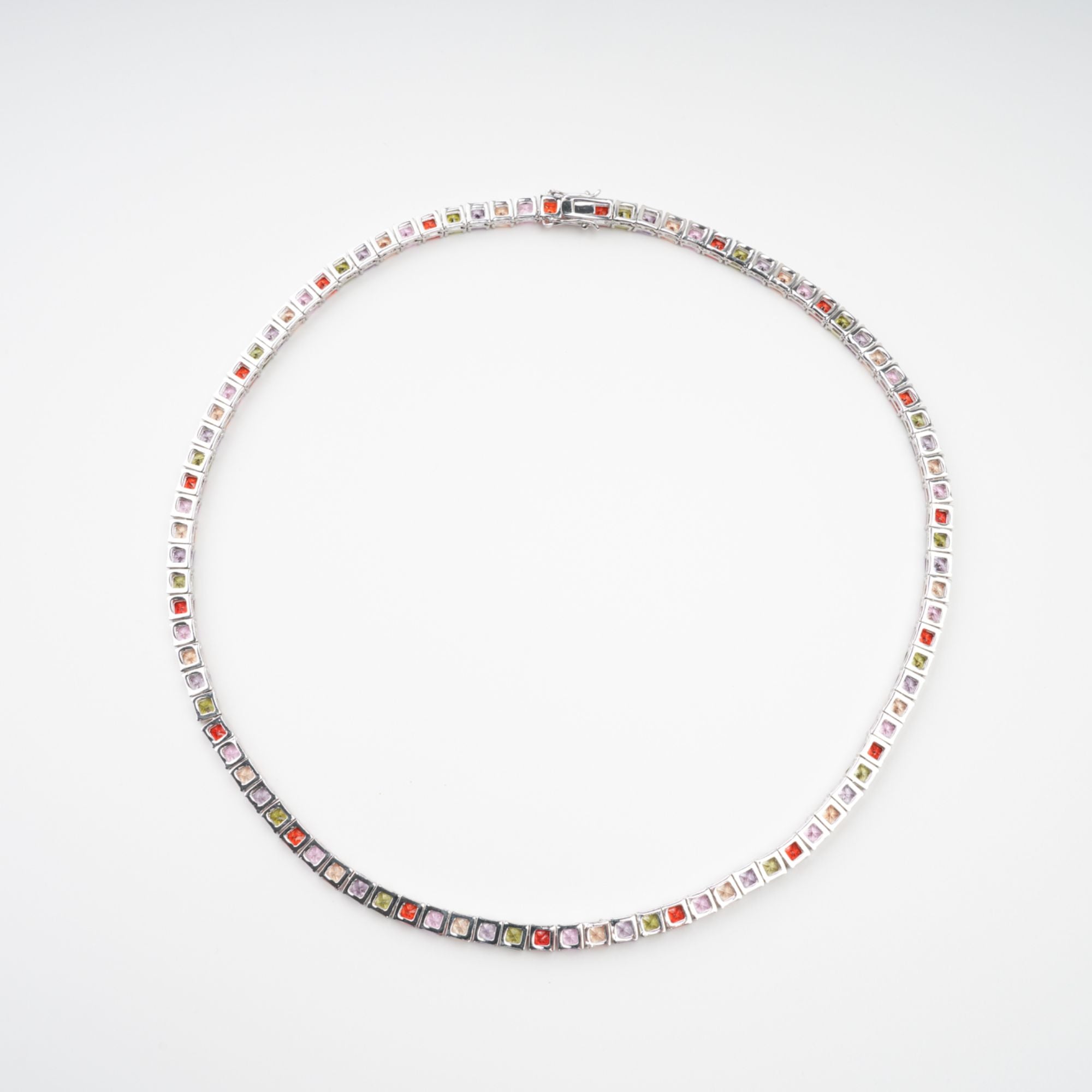 DSC01645 AVRIL MULTI SQUARE CRYSTAL NECKLACE, PARTY JEWELRY
