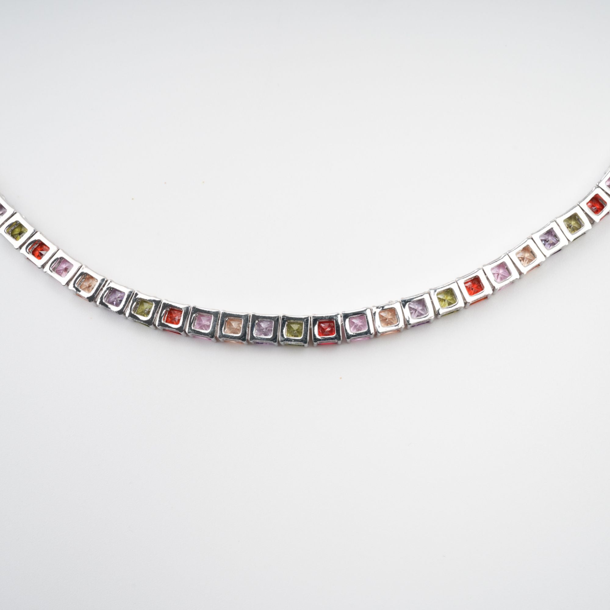 DSC01647 AVRIL MULTI SQUARE CRYSTAL NECKLACE, PARTY JEWELRY