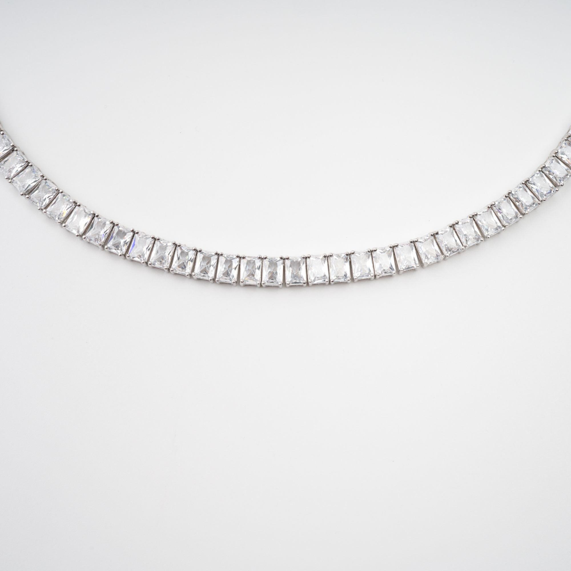 FLORENCE SILVER CRYSTAL STATEMENT NECKLACE