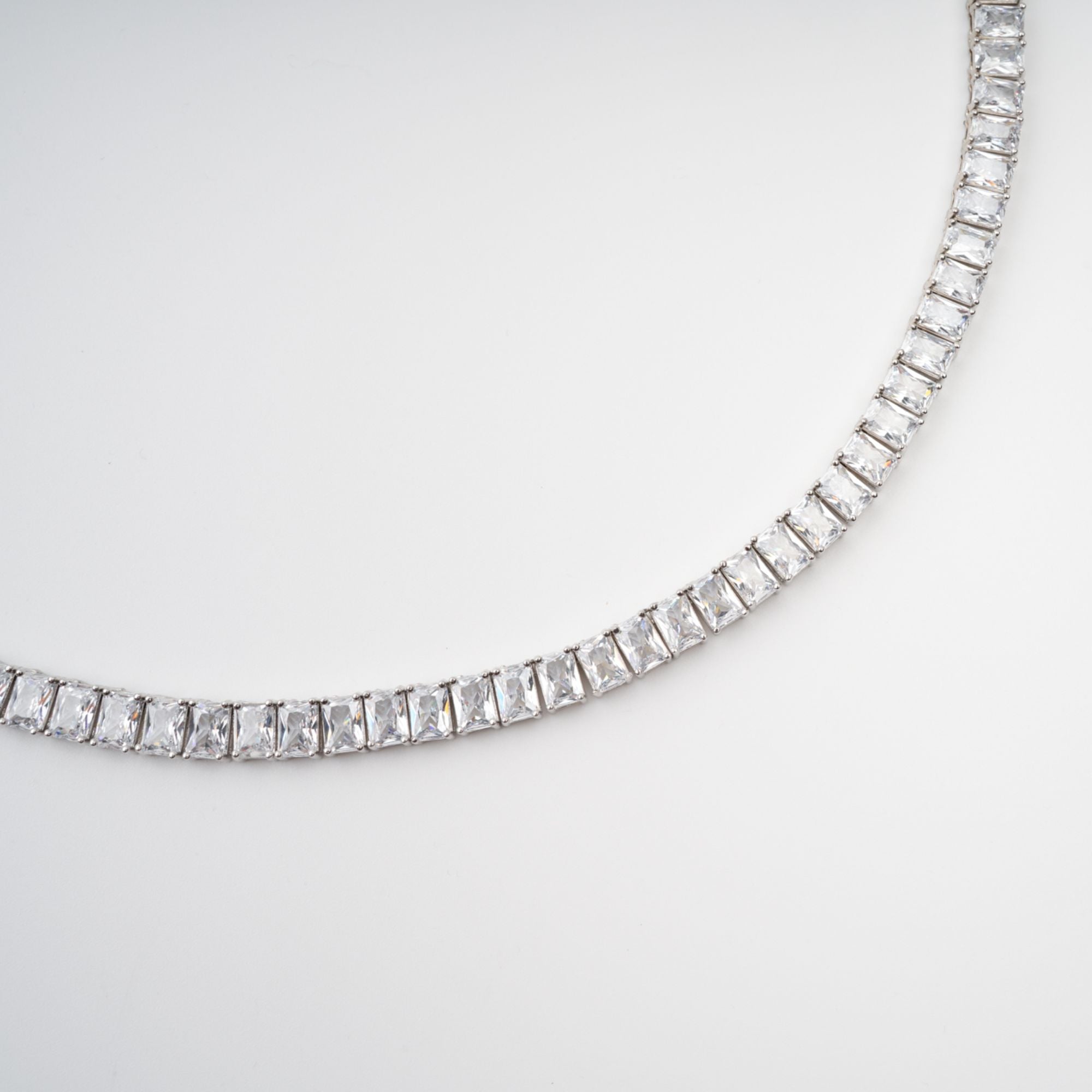 FLORENCE SILVER CRYSTAL STATEMENT NECKLACE