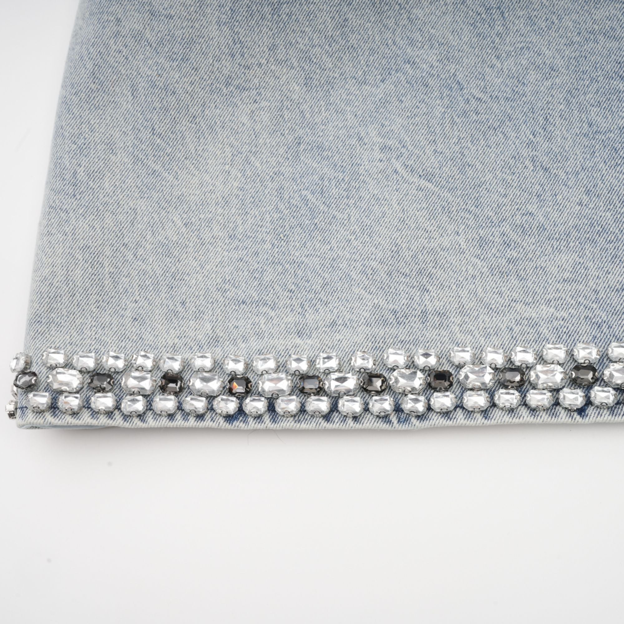 DAPHNE BLUE CRYSTAL SLEEVELESS DENIM MINI DRESS