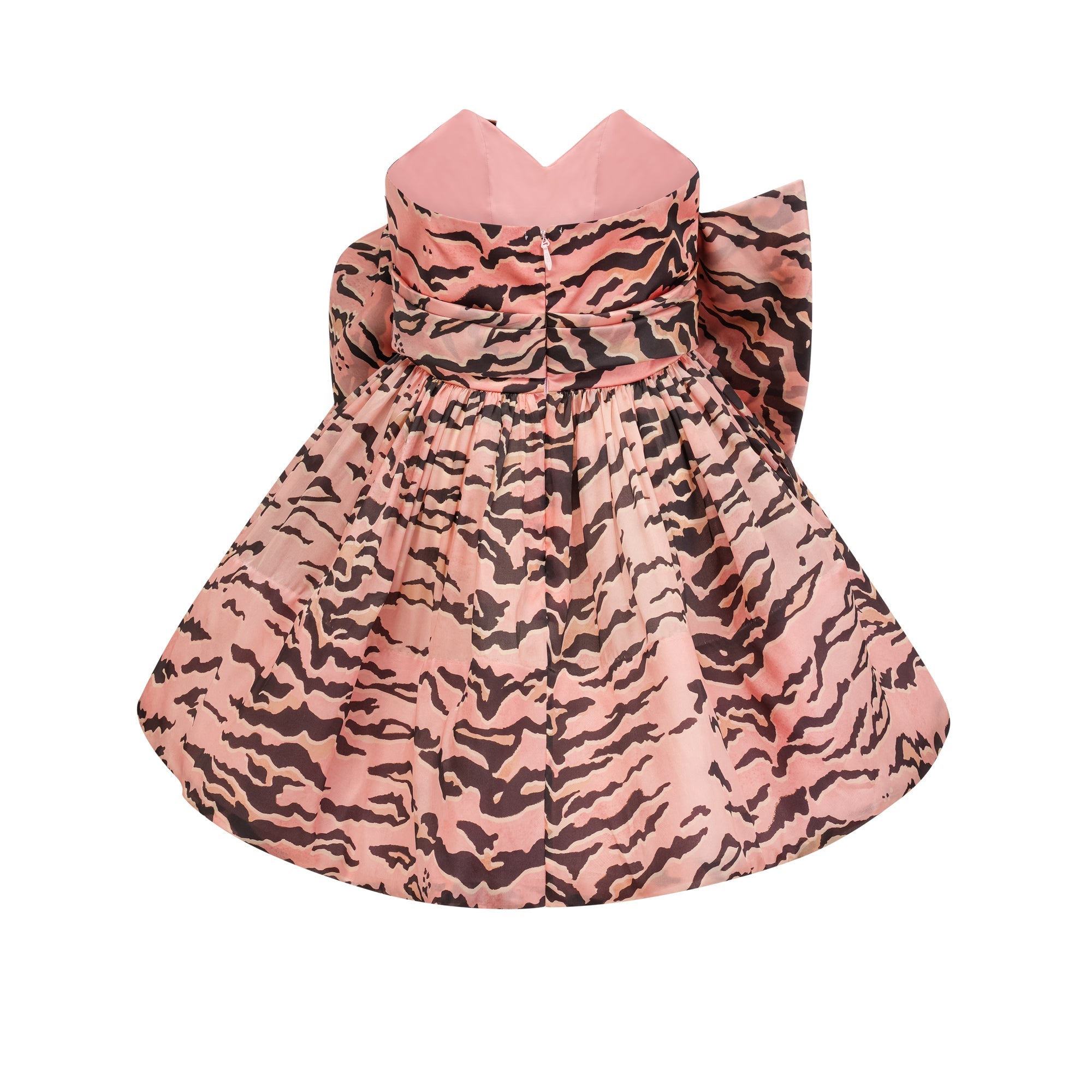 LILLIE BOW-DETAIL FLARED MINI DRESS