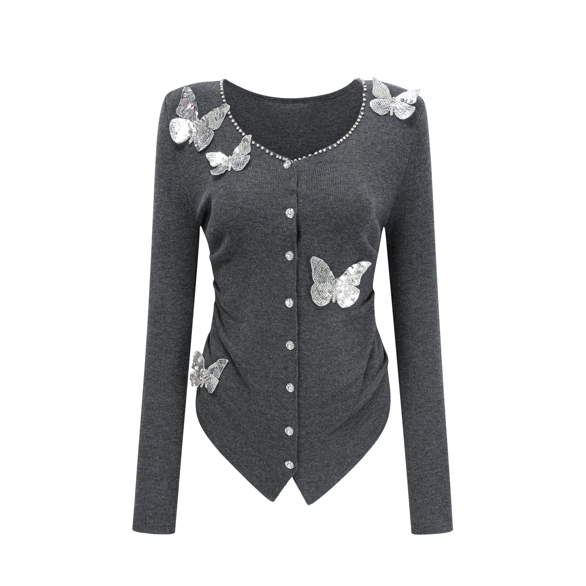 ANASTASIE GREY SEQUIN BUTTERFLY CARDIGAN PARTY