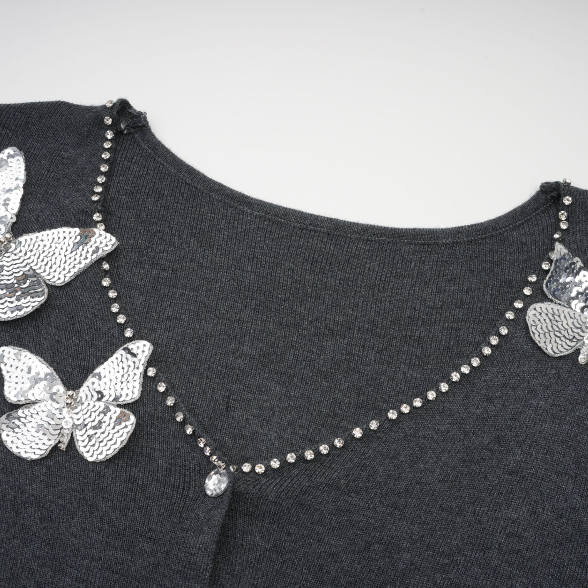 ANASTASIE GREY SEQUIN BUTTERFLY CARDIGAN PARTY