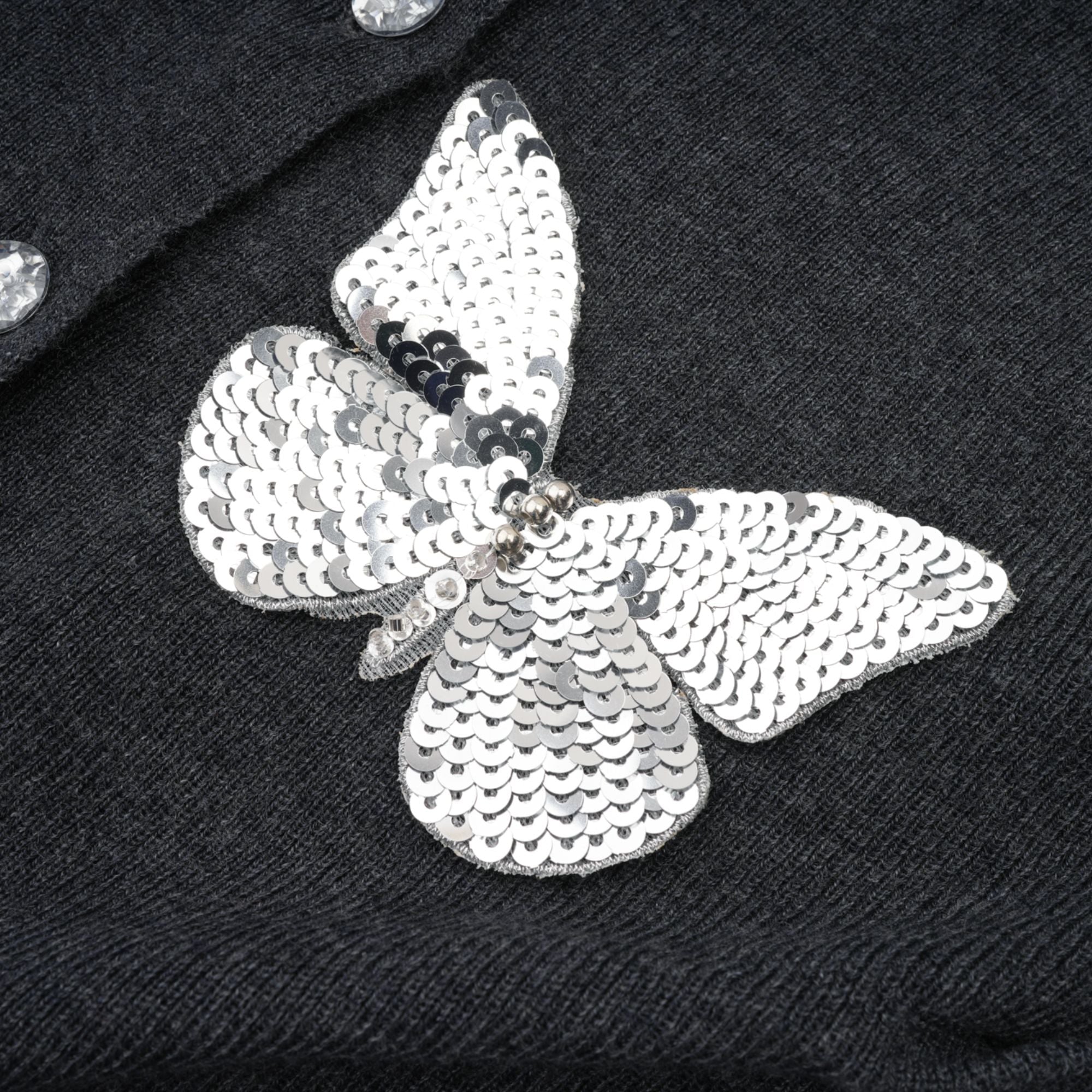 ANASTASIE GREY SEQUIN BUTTERFLY CARDIGAN PARTY
