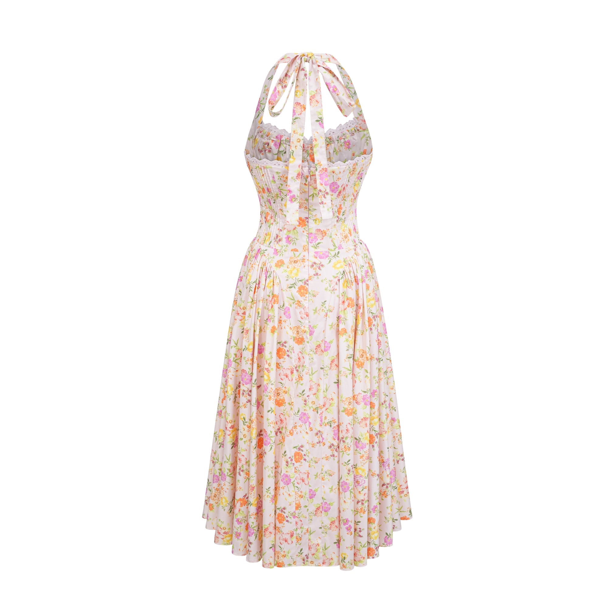 ODETTE FLORAL HALTER MIDI DRESS FOR PARTIES