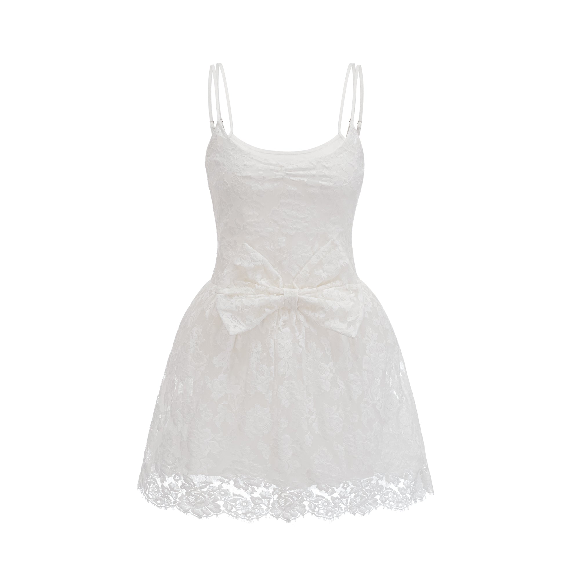 PERRINE LACE BOW MINI DRESS FOR COCKTAIL PARTY