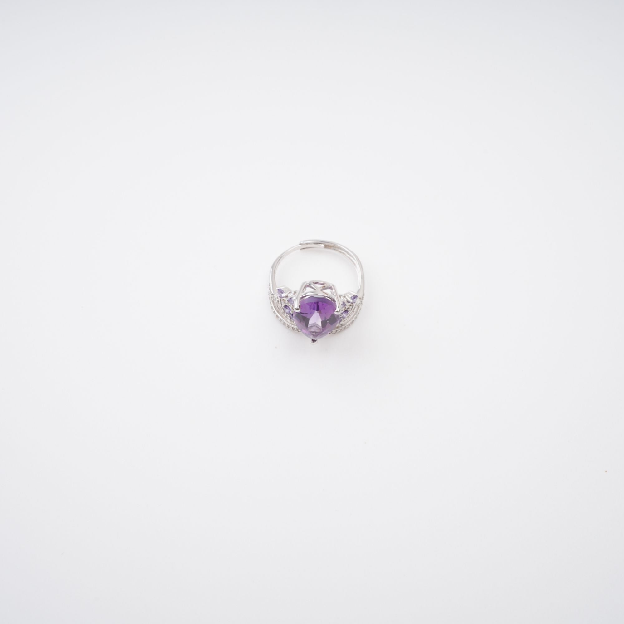 PURPLE PEAR CUT GEMSTONE RING | STERLING SILVER ADJUSTABLE