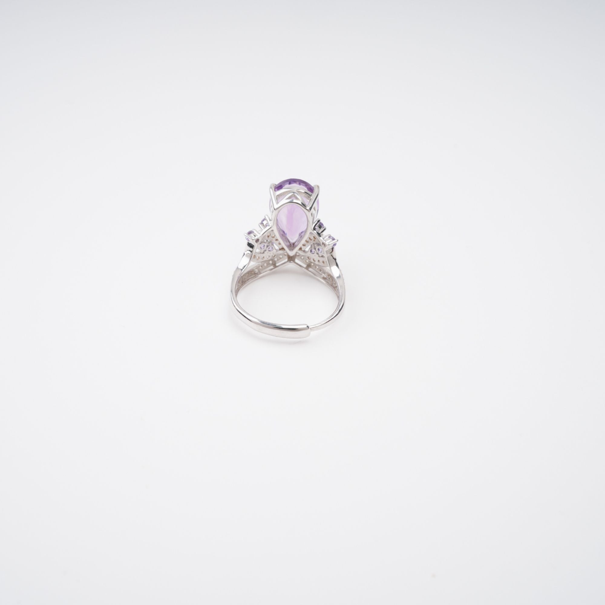 PURPLE PEAR CUT GEMSTONE RING | STERLING SILVER ADJUSTABLE