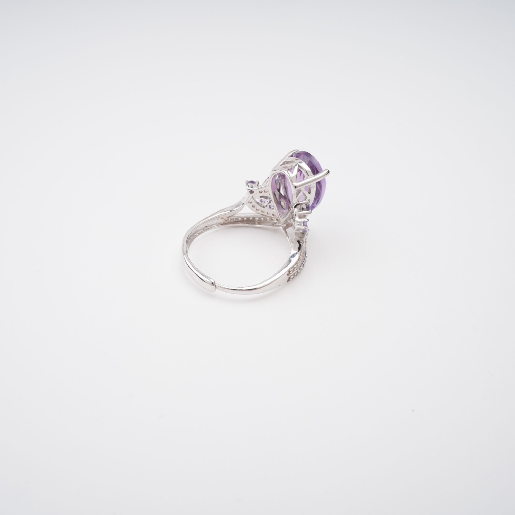 PURPLE PEAR CUT GEMSTONE RING | STERLING SILVER ADJUSTABLE