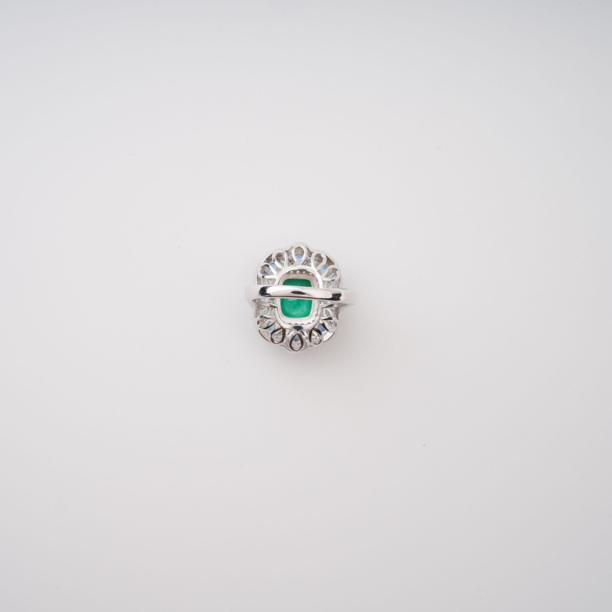 CLÉMENCE EMERALD CUT GREEN GEMSTONE SILVER RING