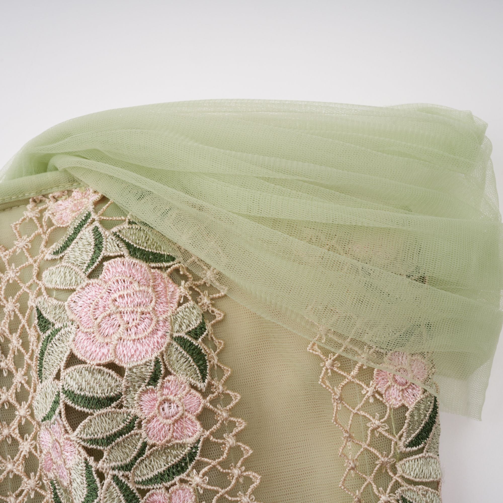 OCTAVIA FLORAL TULLE MIDI DRESS, GREEN
