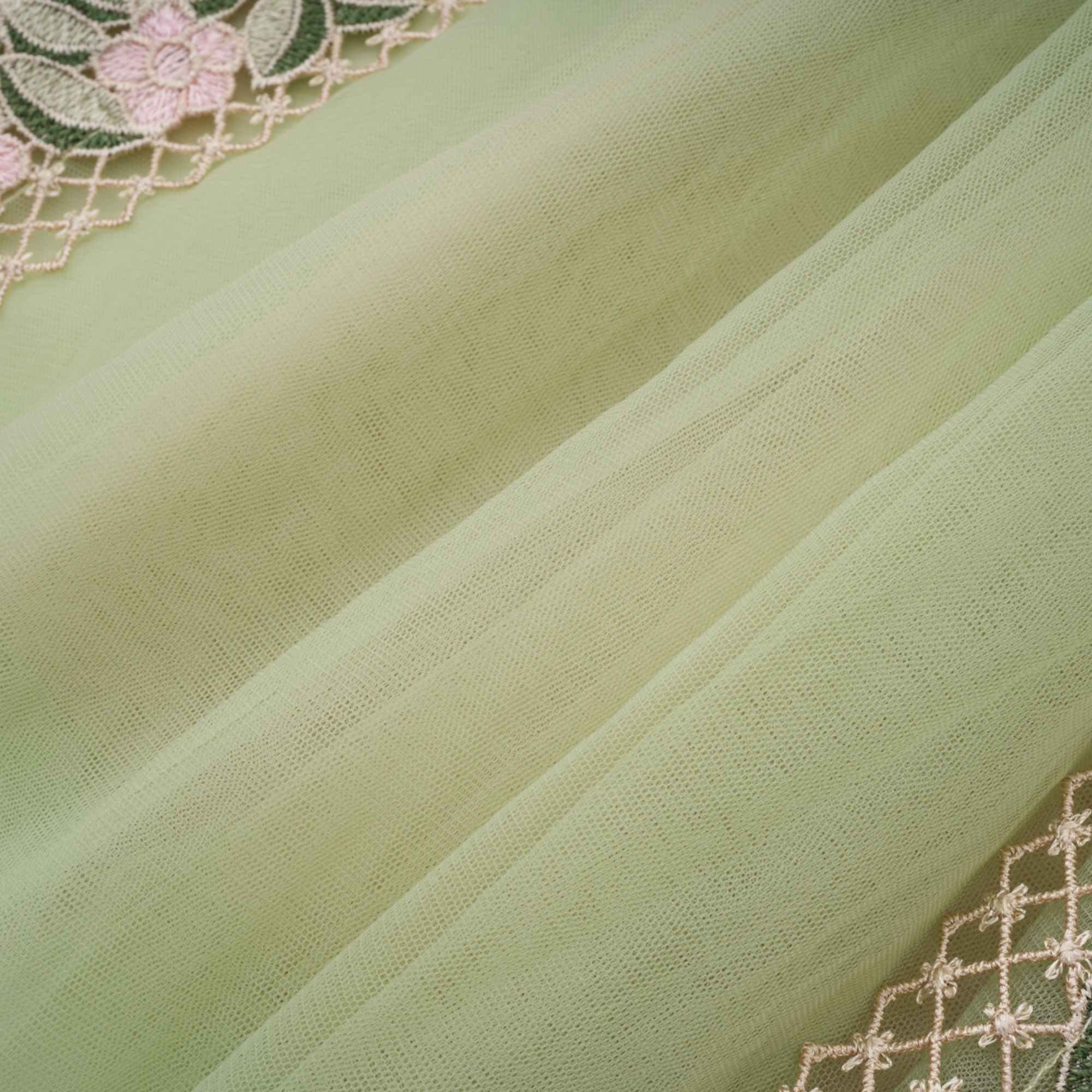 OCTAVIA FLORAL TULLE MIDI DRESS, GREEN