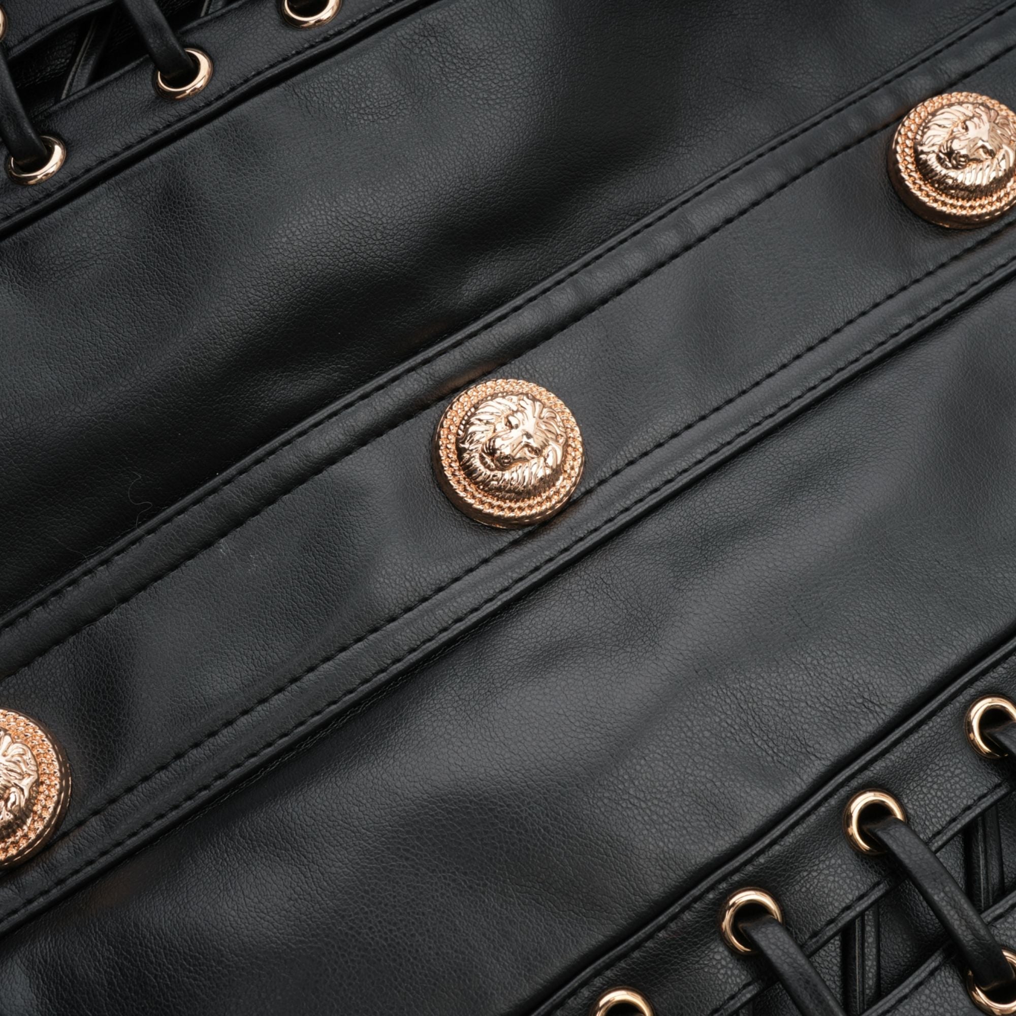 DAPHNE EYELET LEATHER JACKET & SKIRT MATCHING SET