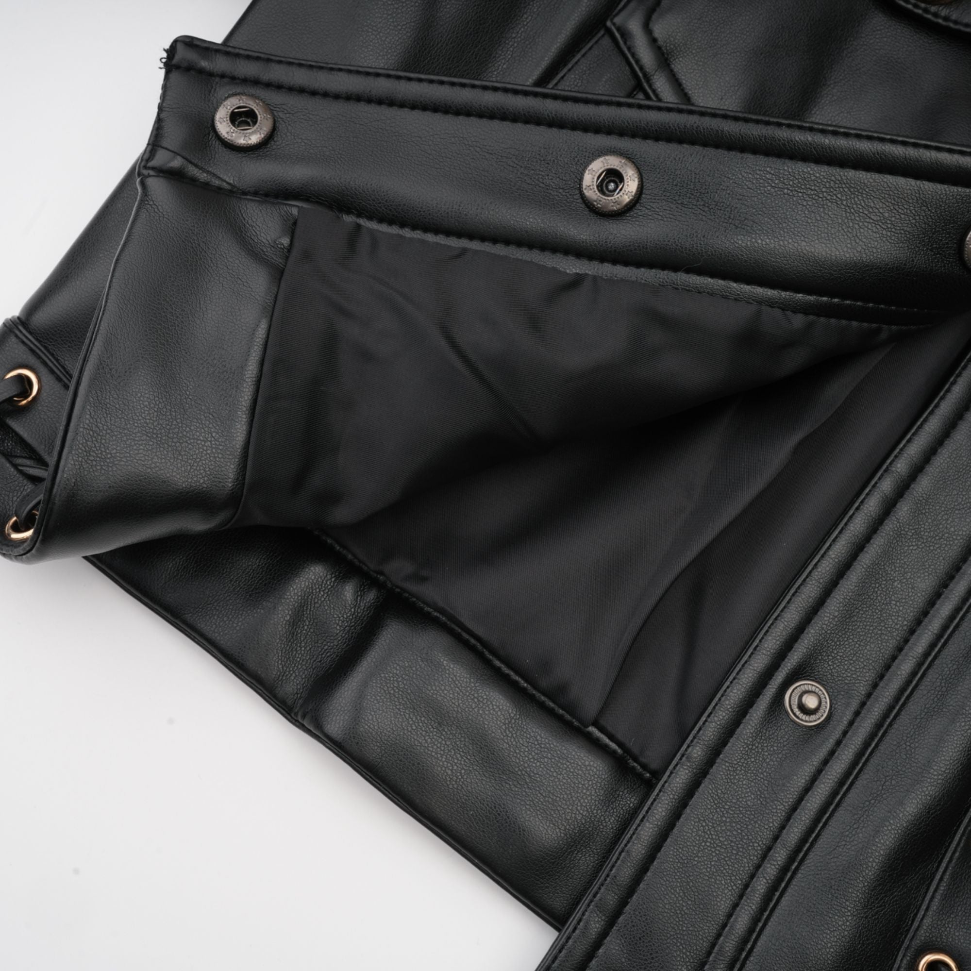 DAPHNE EYELET LEATHER JACKET & SKIRT MATCHING SET
