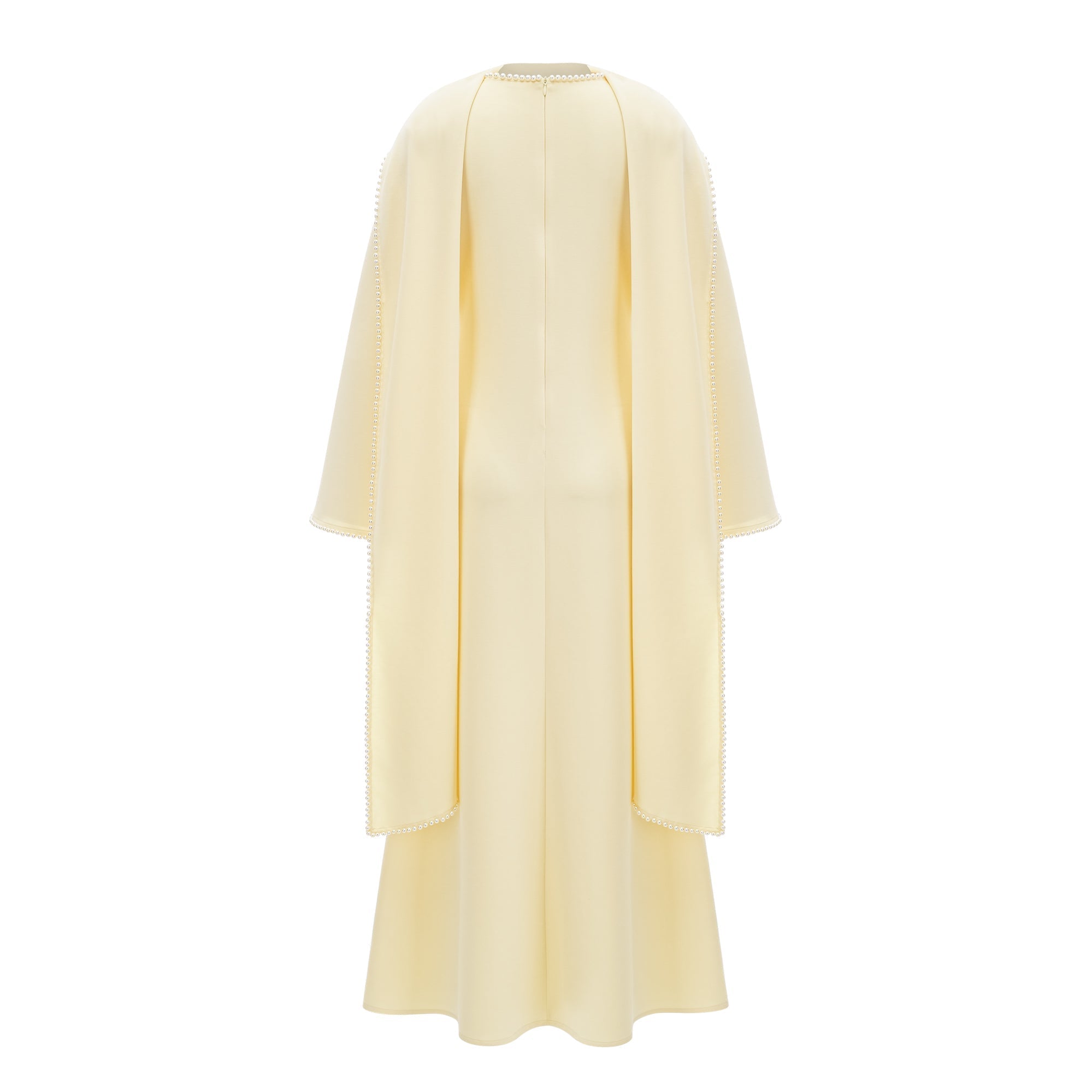 MURRAY YELLOW PEARL TRIM SHAWL MAXI DRESS