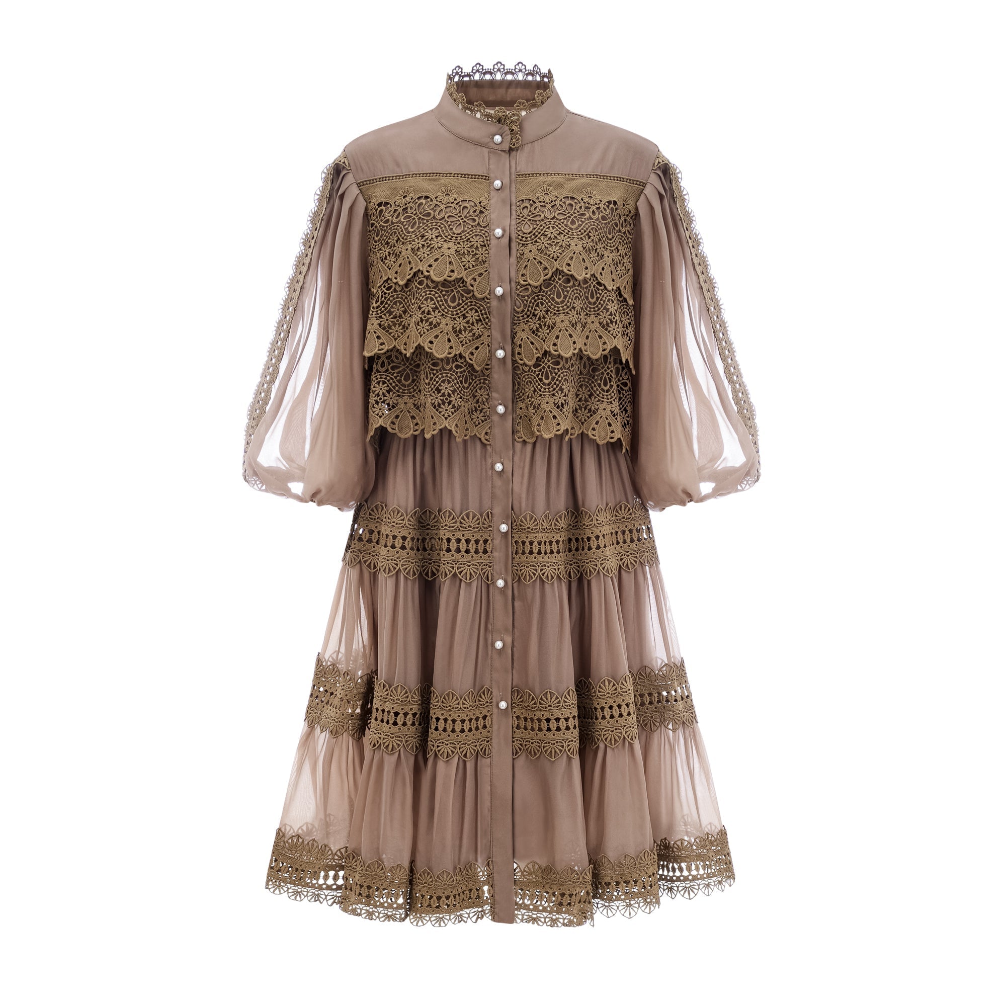 INÈS LACE CUT-OUT LAYERED MINI COCKTAIL DRESS