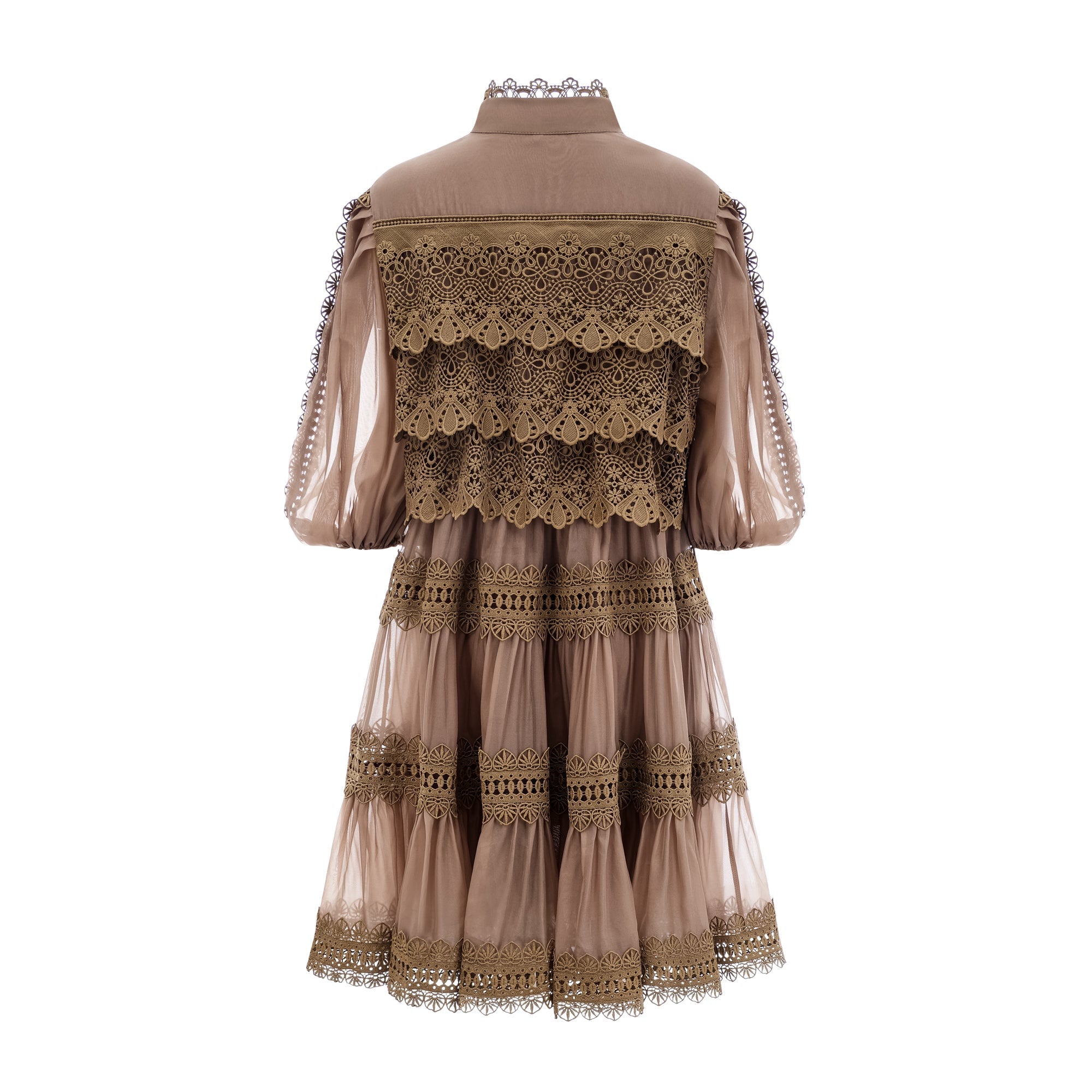 INÈS LACE CUT-OUT LAYERED MINI COCKTAIL DRESS
