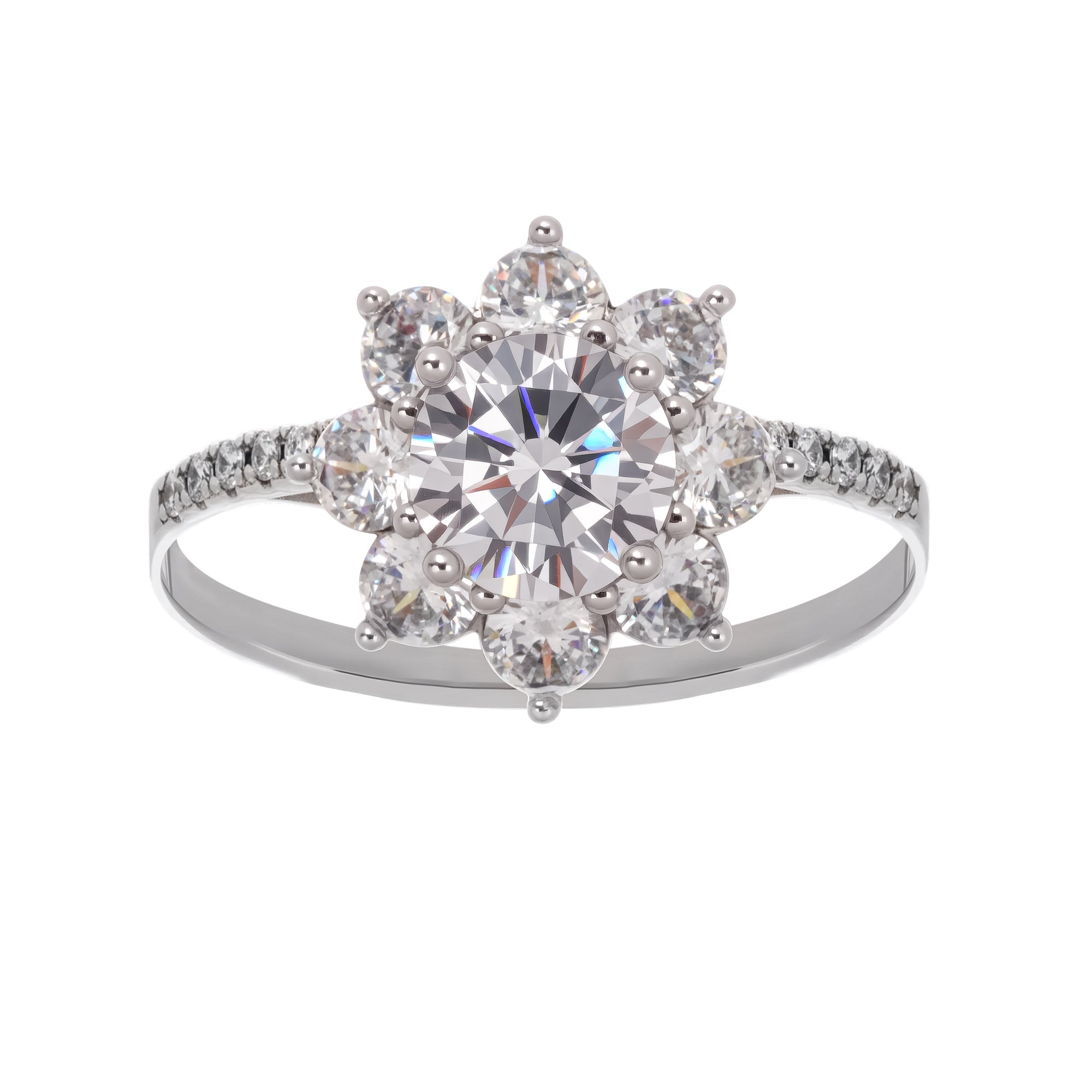 ÉMILIE STERLING SILVER FLOWER ZIRCON RING