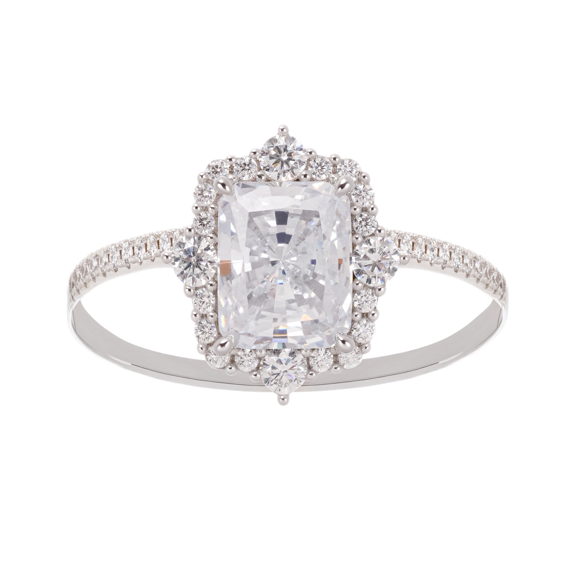 STERLING SILVER RECTANGULAR ZIRCON RING