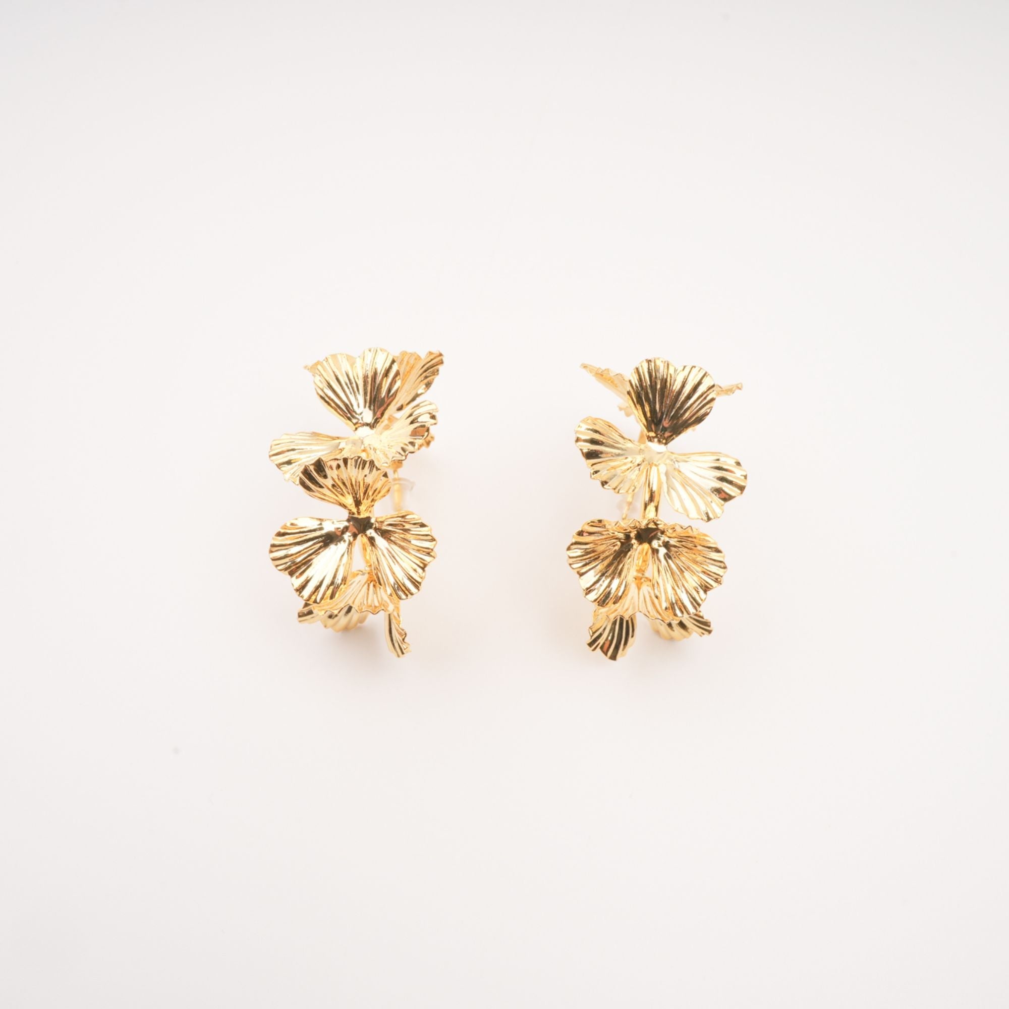 LOLA GOLD FAUX FLOWER DROP EARRINGS
