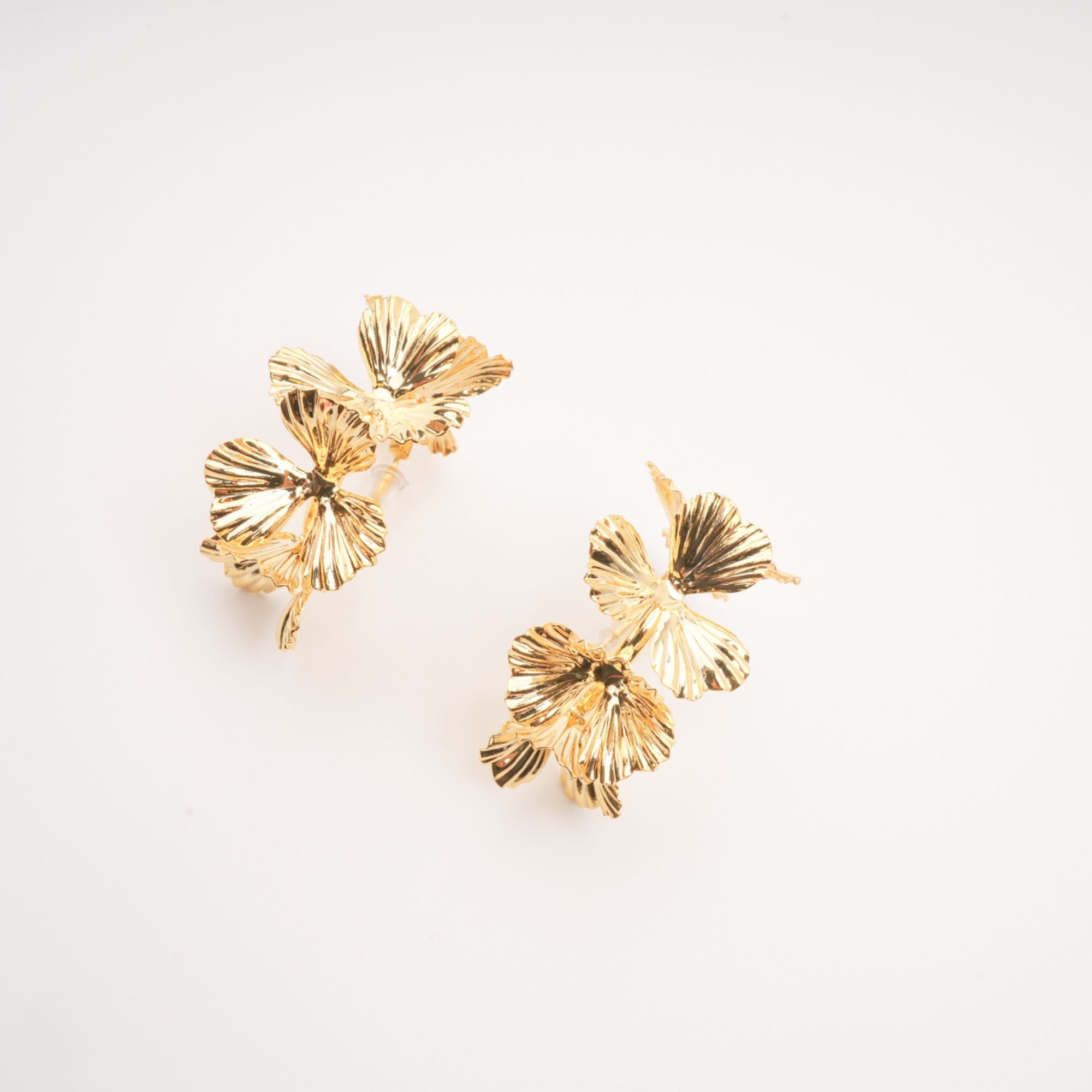 LOLA GOLD FAUX FLOWER DROP EARRINGS