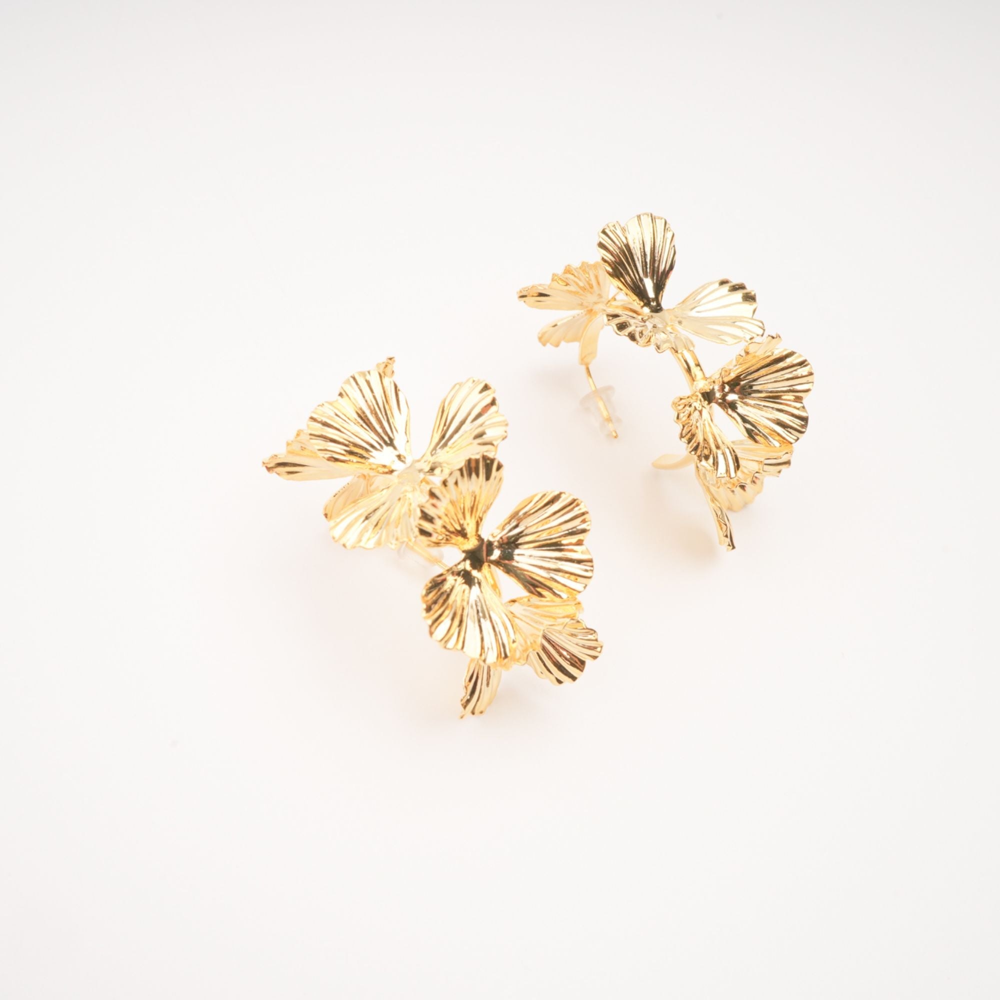 LOLA GOLD FAUX FLOWER DROP EARRINGS
