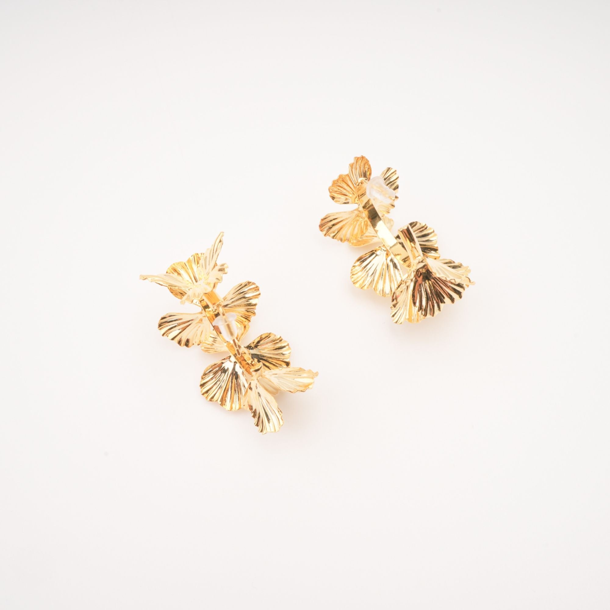LOLA GOLD FAUX FLOWER DROP EARRINGS