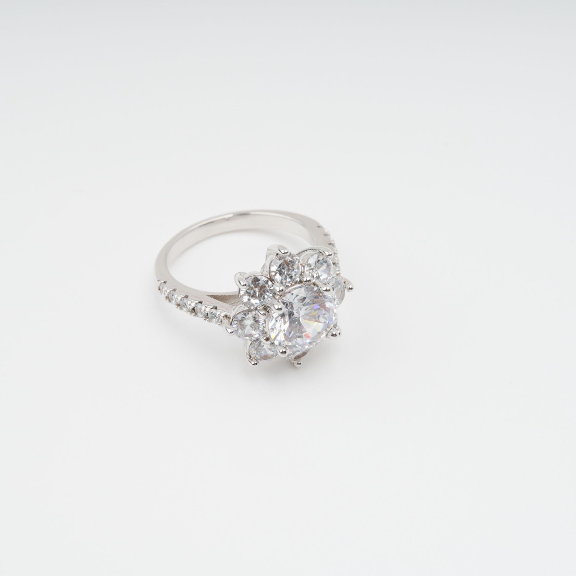 ÉMILIE STERLING SILVER FLOWER ZIRCON RING