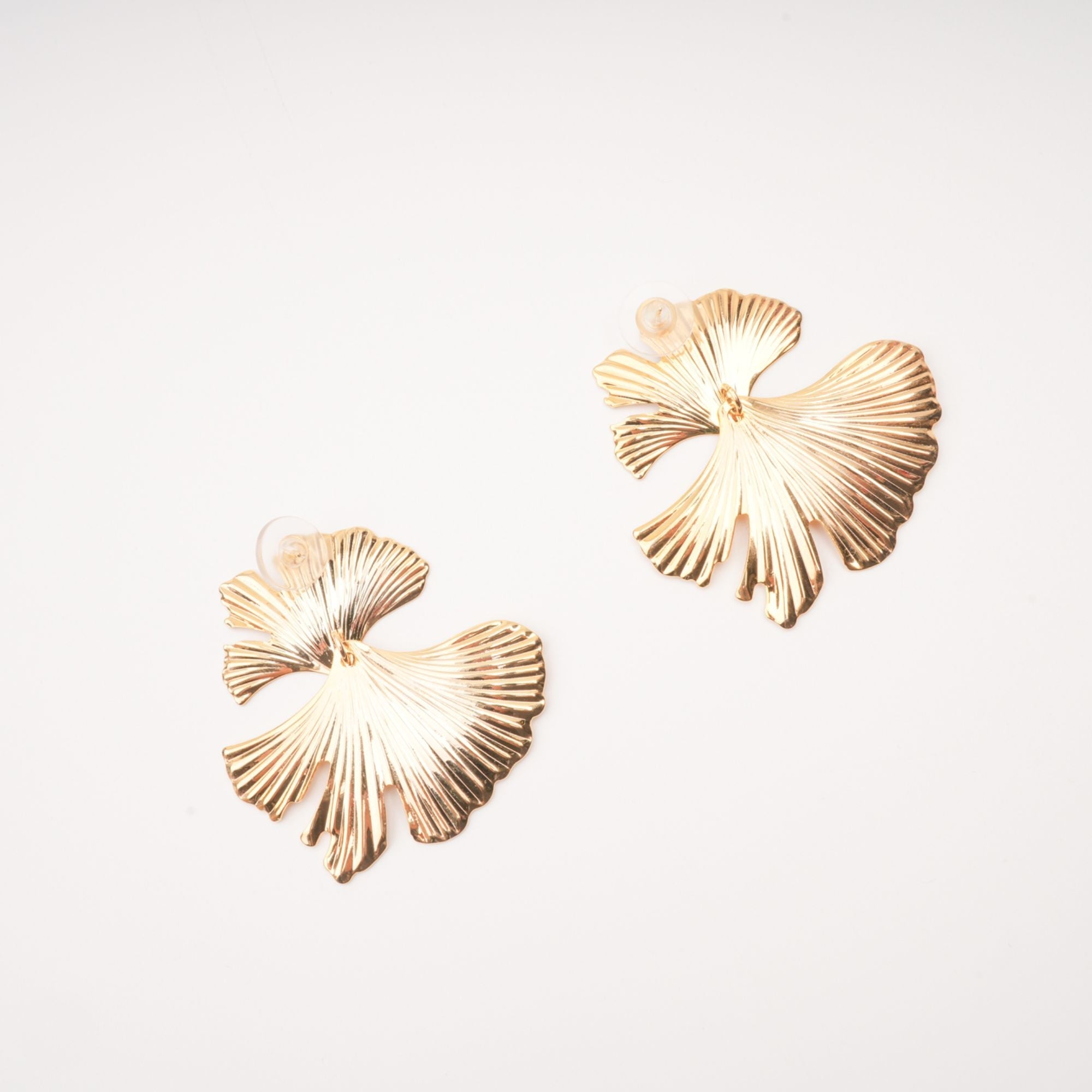ADRIANA GOLD GINKGO LEAF DROP EARRINGS