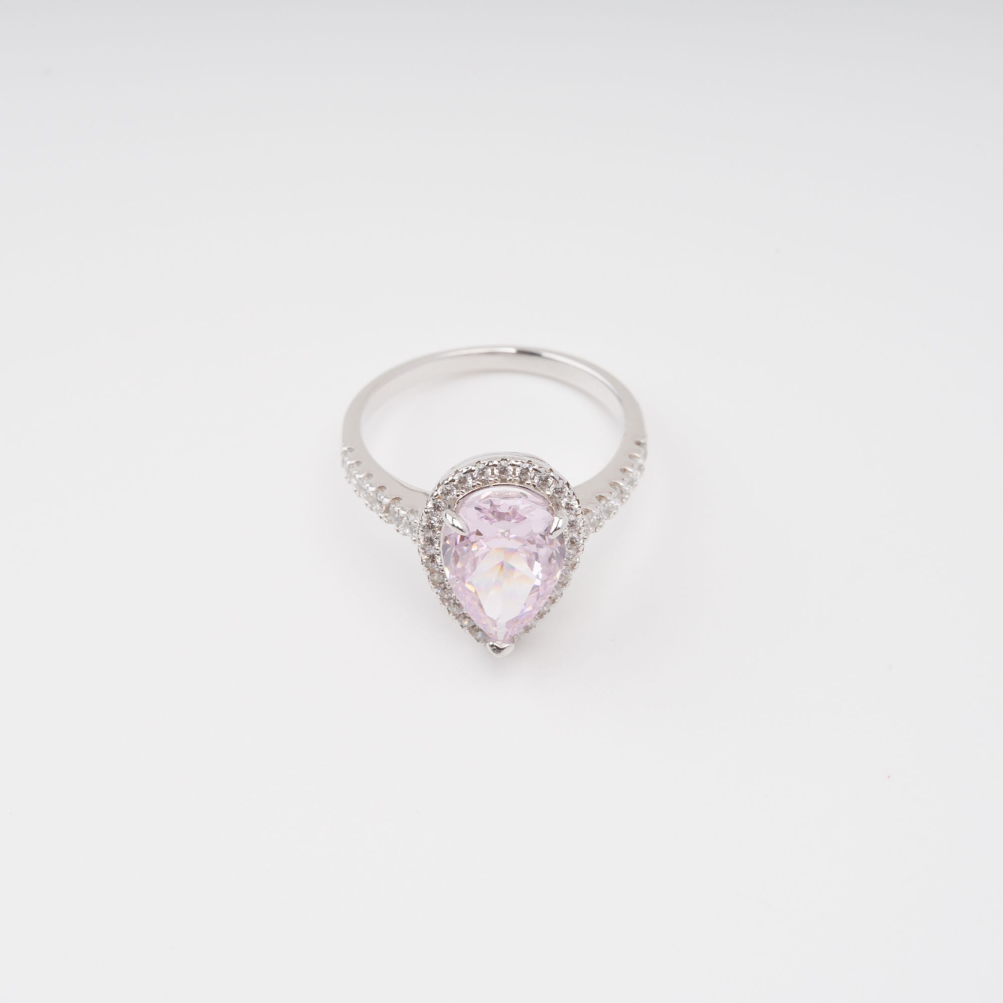 PEAR PINK GEMSTONE STERLING SILVER RING, ELEGANT PARTY