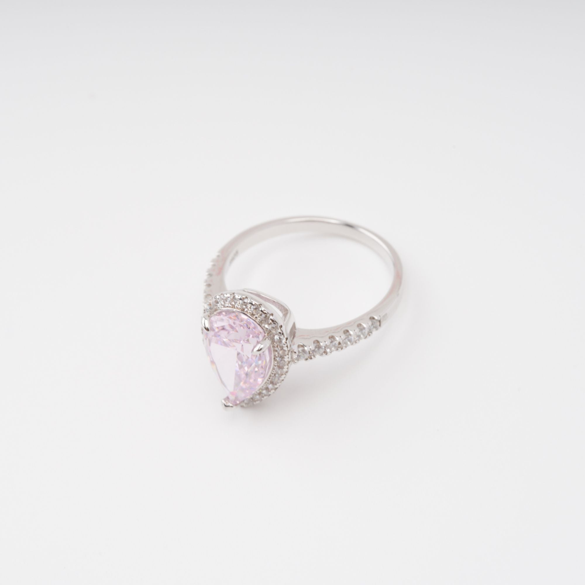 PEAR PINK GEMSTONE STERLING SILVER RING, ELEGANT PARTY