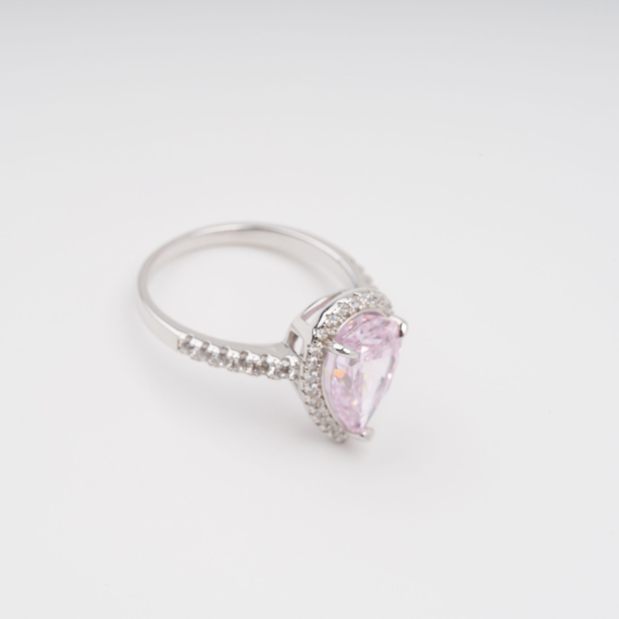 PEAR PINK GEMSTONE STERLING SILVER RING, ELEGANT PARTY