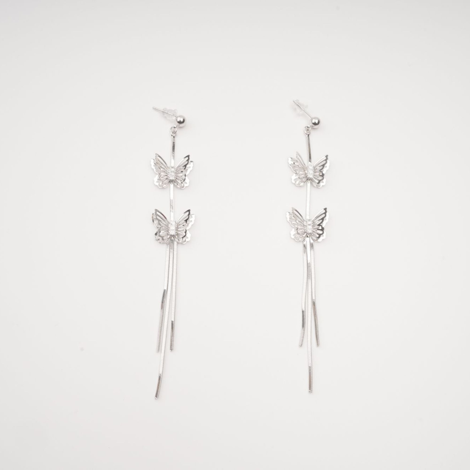 SILVER BUTTERFLY DROP EARRINGS FOR WEDDING PARTY