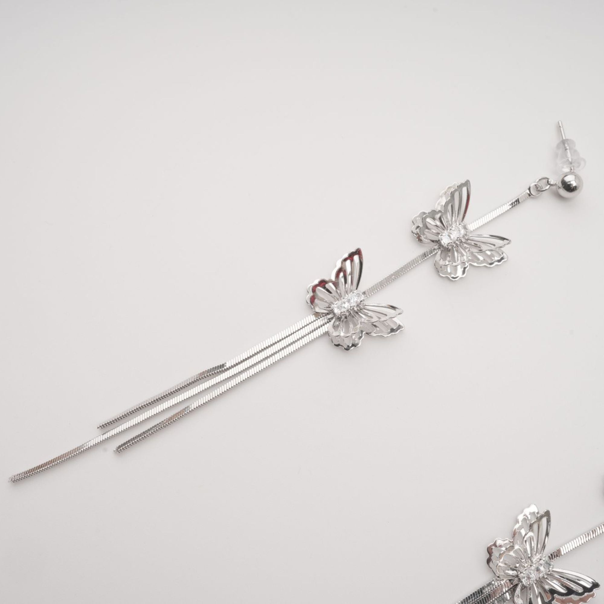 SILVER BUTTERFLY DROP EARRINGS FOR WEDDING PARTY