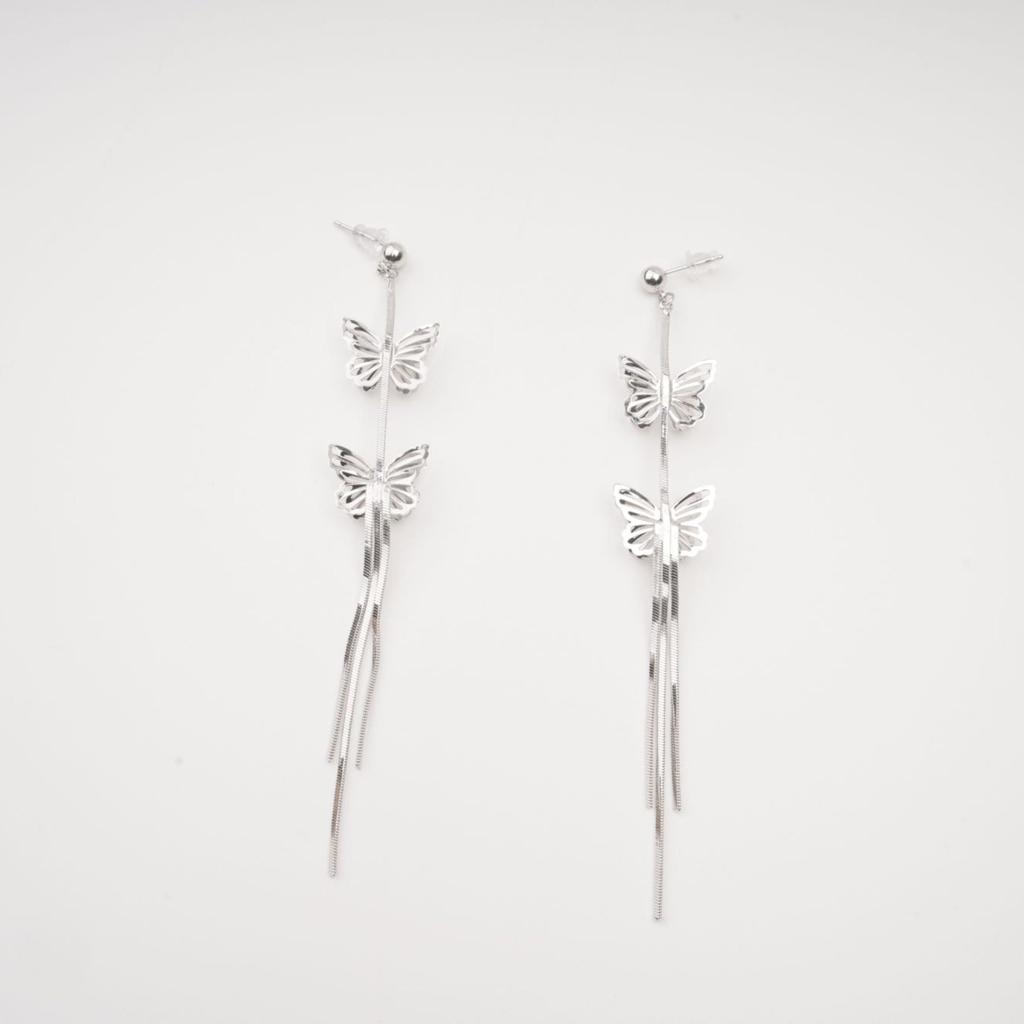 SILVER BUTTERFLY DROP EARRINGS FOR WEDDING PARTY