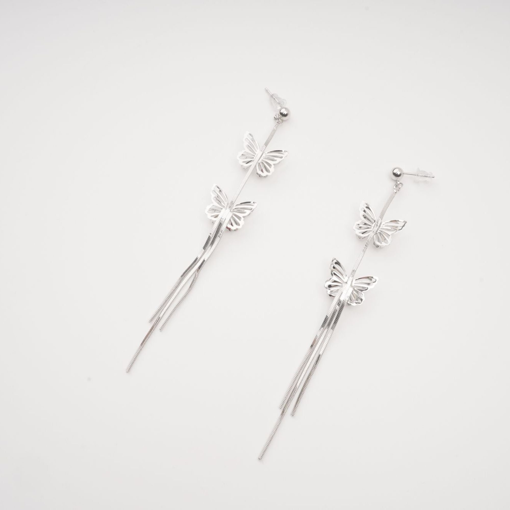 SILVER BUTTERFLY DROP EARRINGS FOR WEDDING PARTY