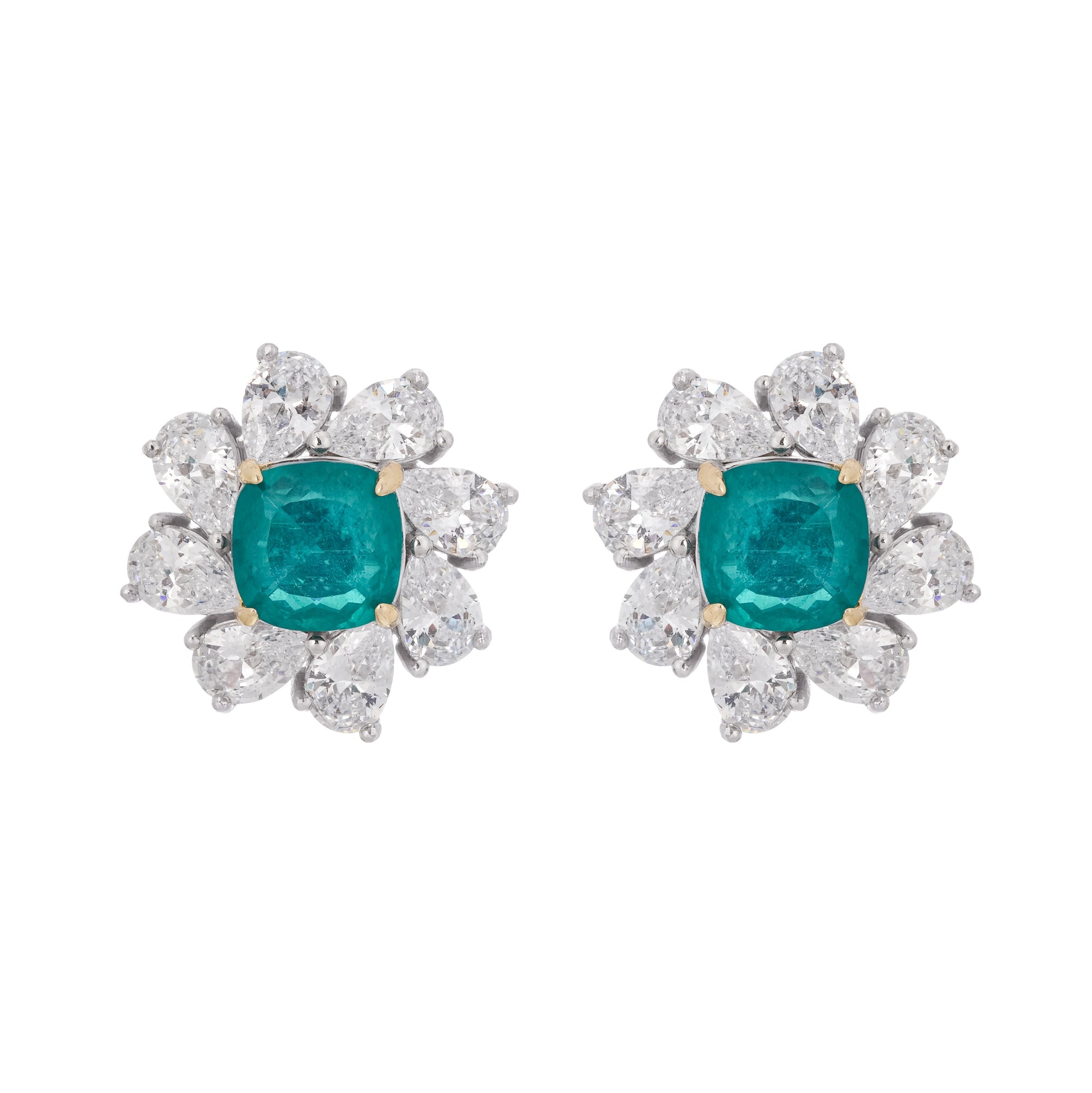 DSC06430MRAC100 ERICA GREEN FLOWER GEMSTONE SILVER EARRINGS