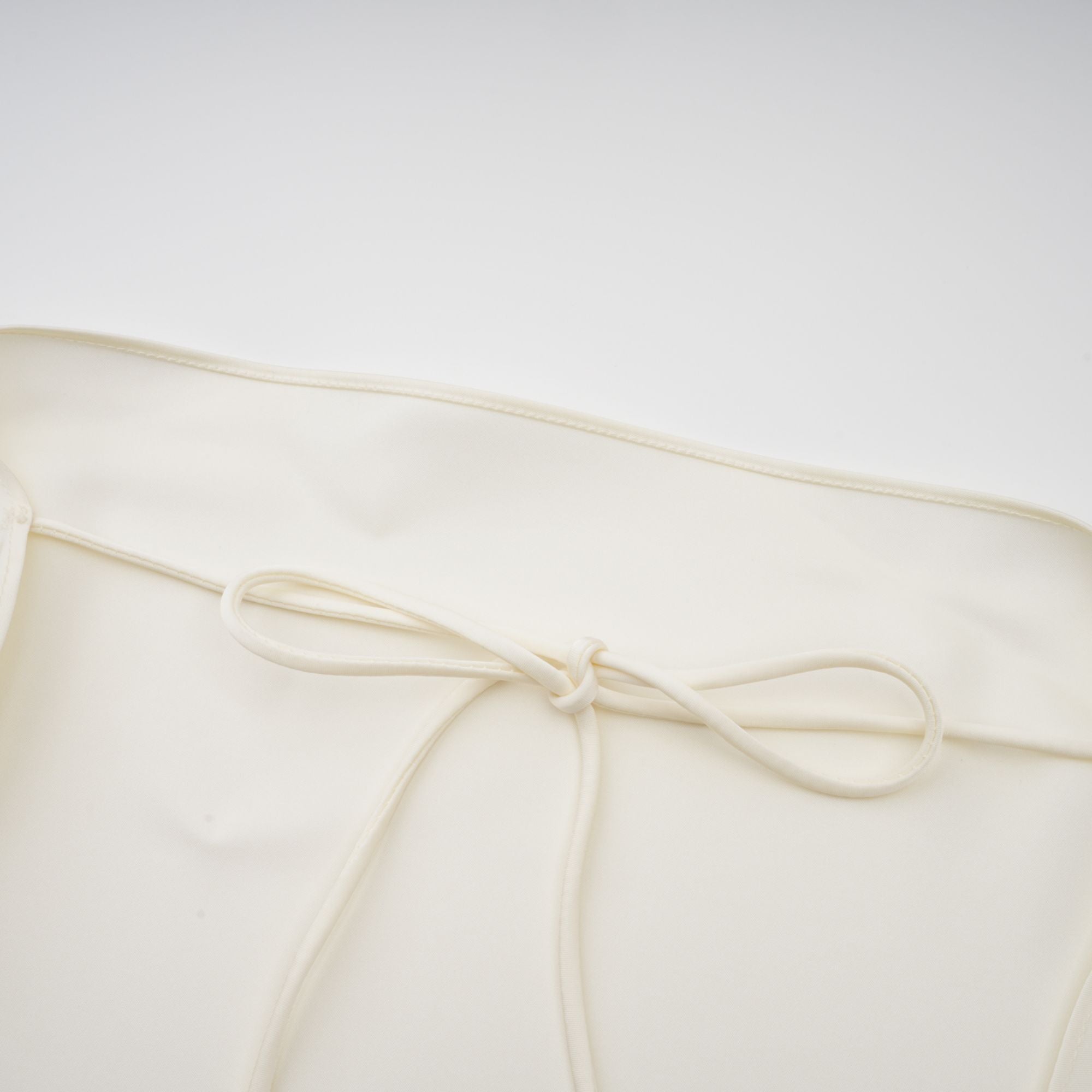 LYNA WHITE SATIN RUFFLED MINI DRESS WITH SHAWL PANEL