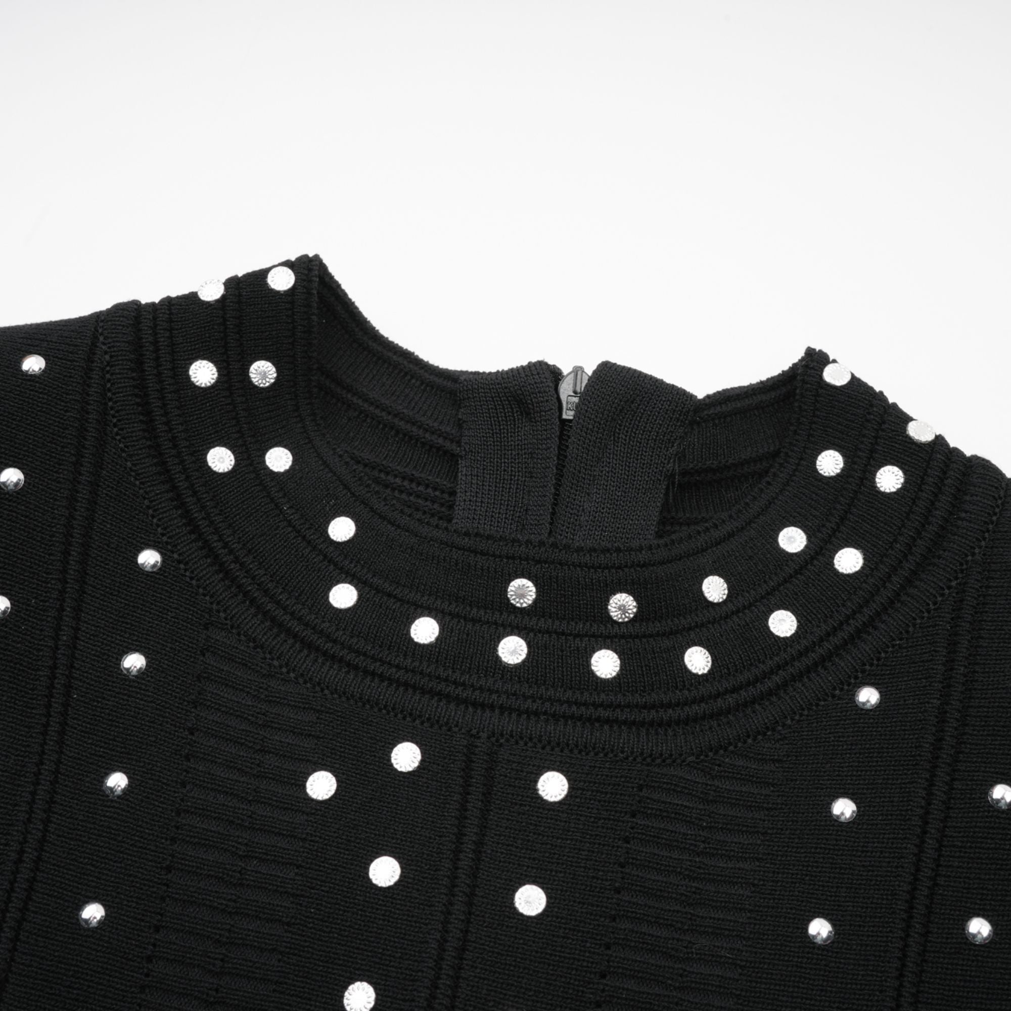 FABIENNE BLACK RUFFLED KNIT MINI DRESS