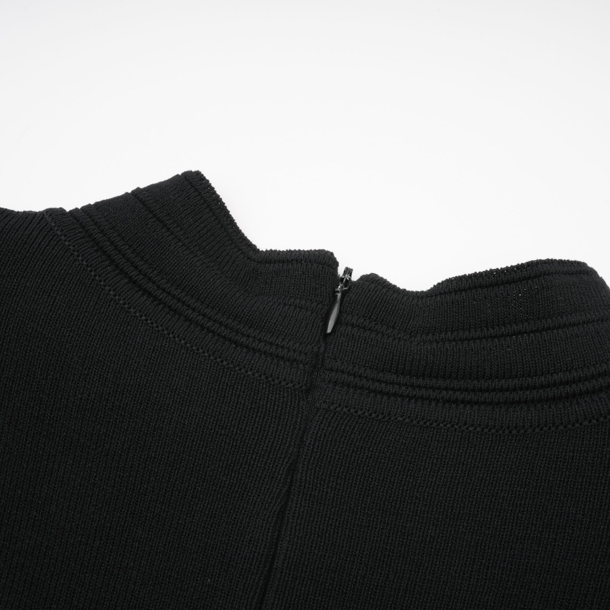 FABIENNE BLACK RUFFLED KNIT MINI DRESS