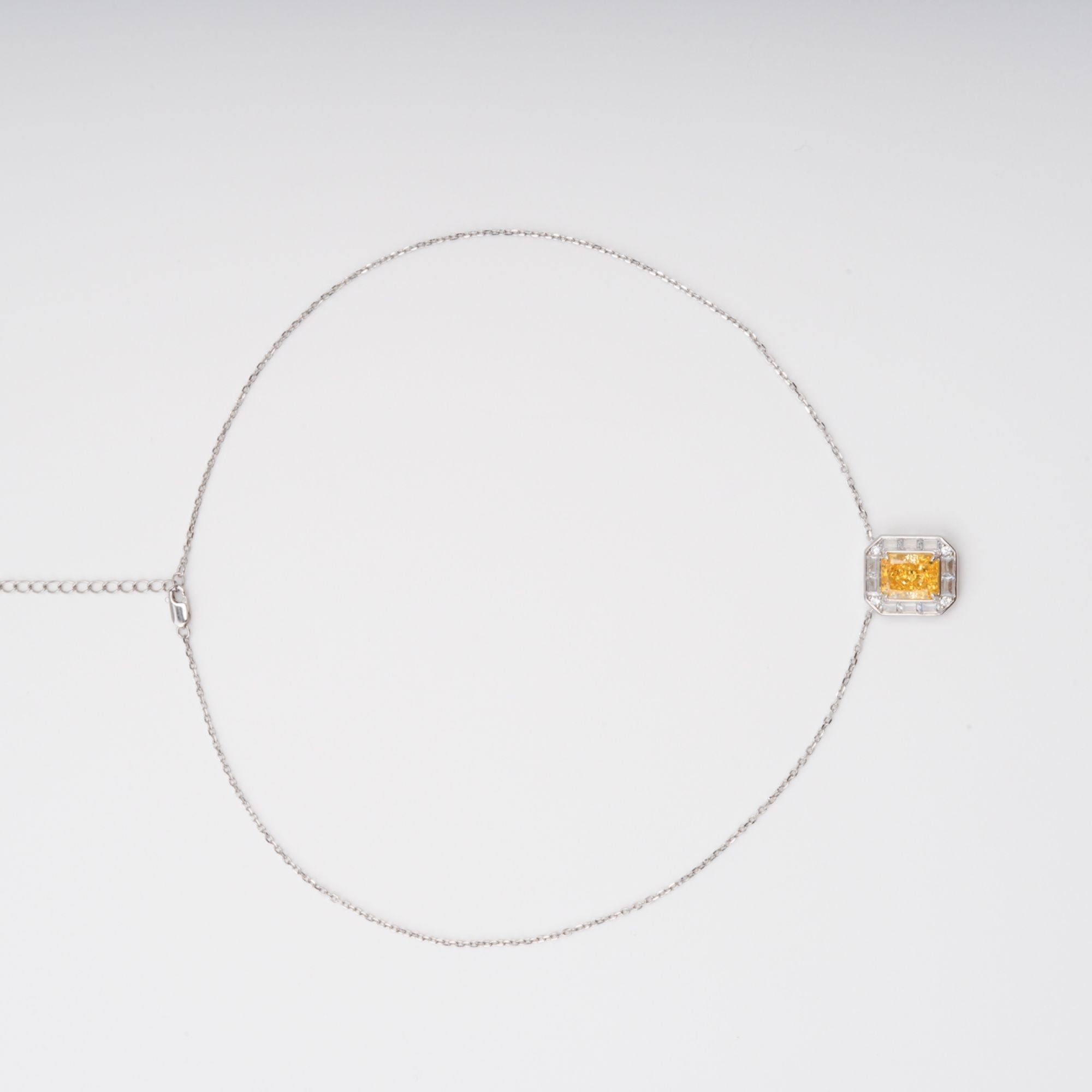 YELLOW GEMSTONE SQUARE PENDANT NECKLACE STERLING SILVER
